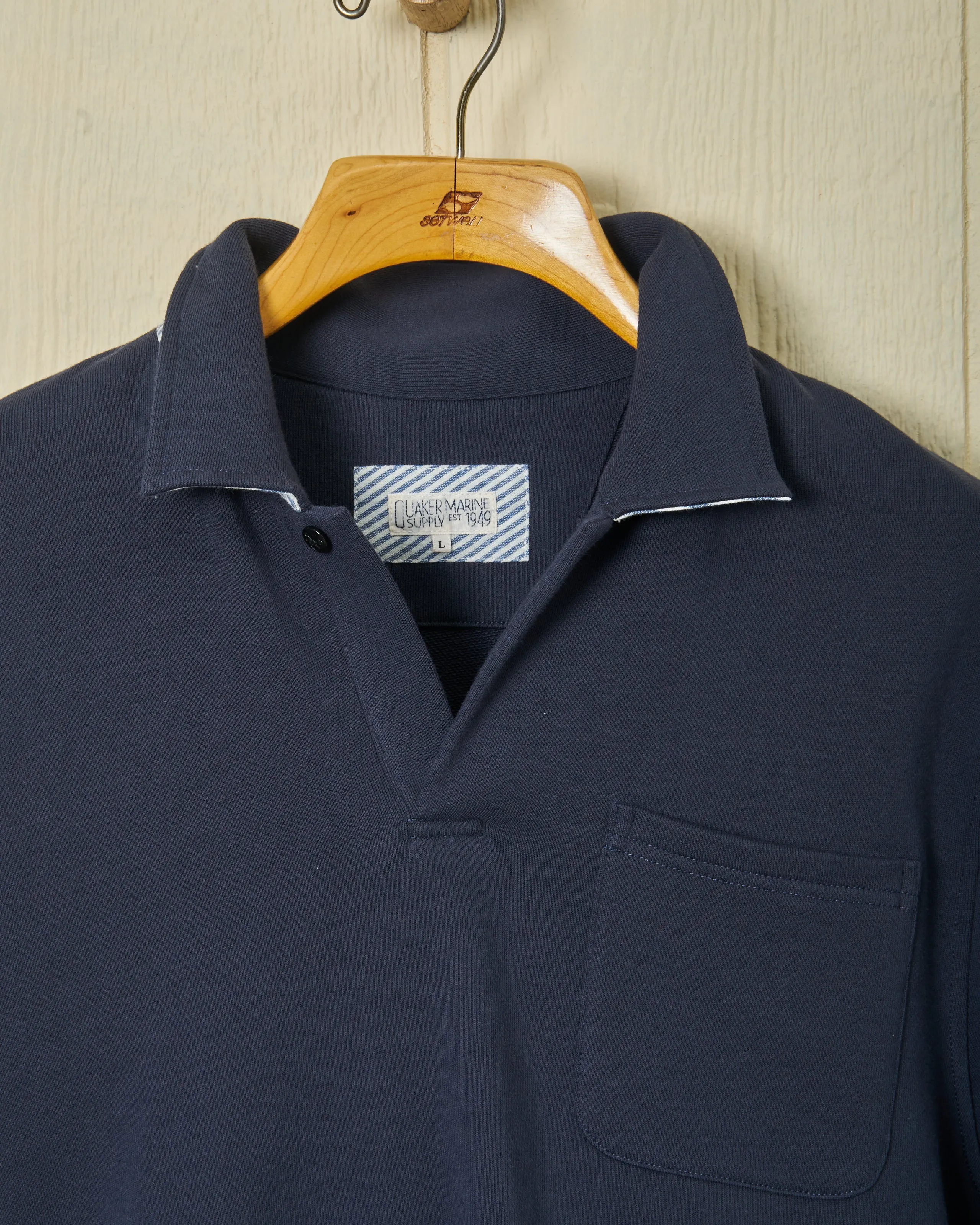 Acadia Polo in Navy Loopback Terry sold by Quaker Marine Supply product image thumbnail 2