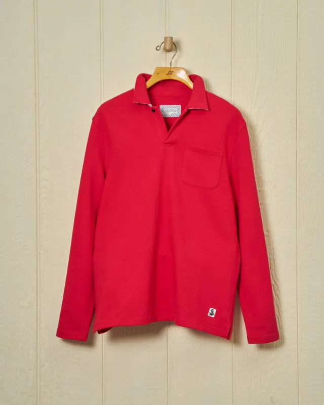 Acadia Polo in Crimson Loopback Terry sold by Quaker Marine Supply
