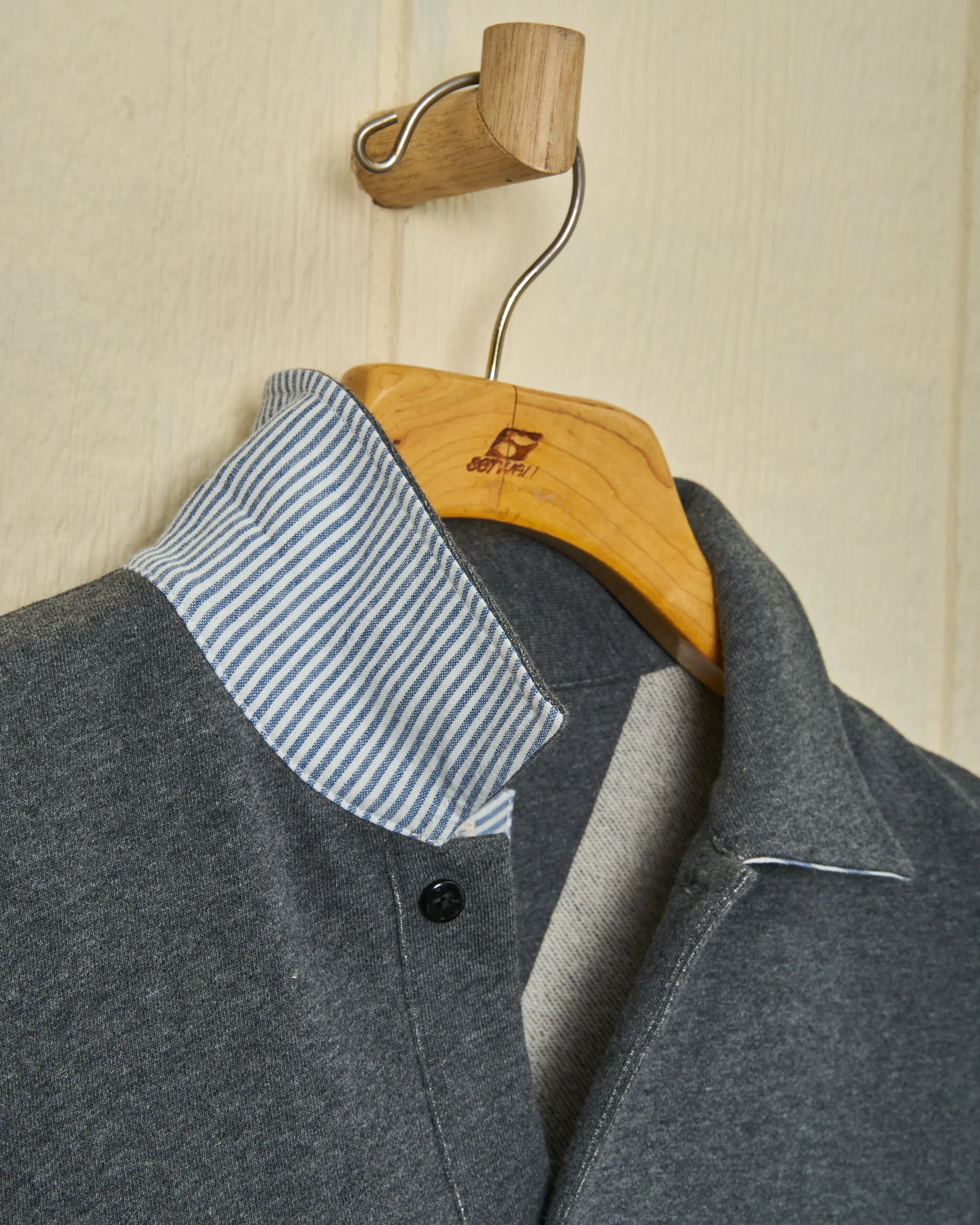 Acadia Polo in Charcoal Heather Loopback Terry sold by Quaker Marine Supply product image thumbnail 4