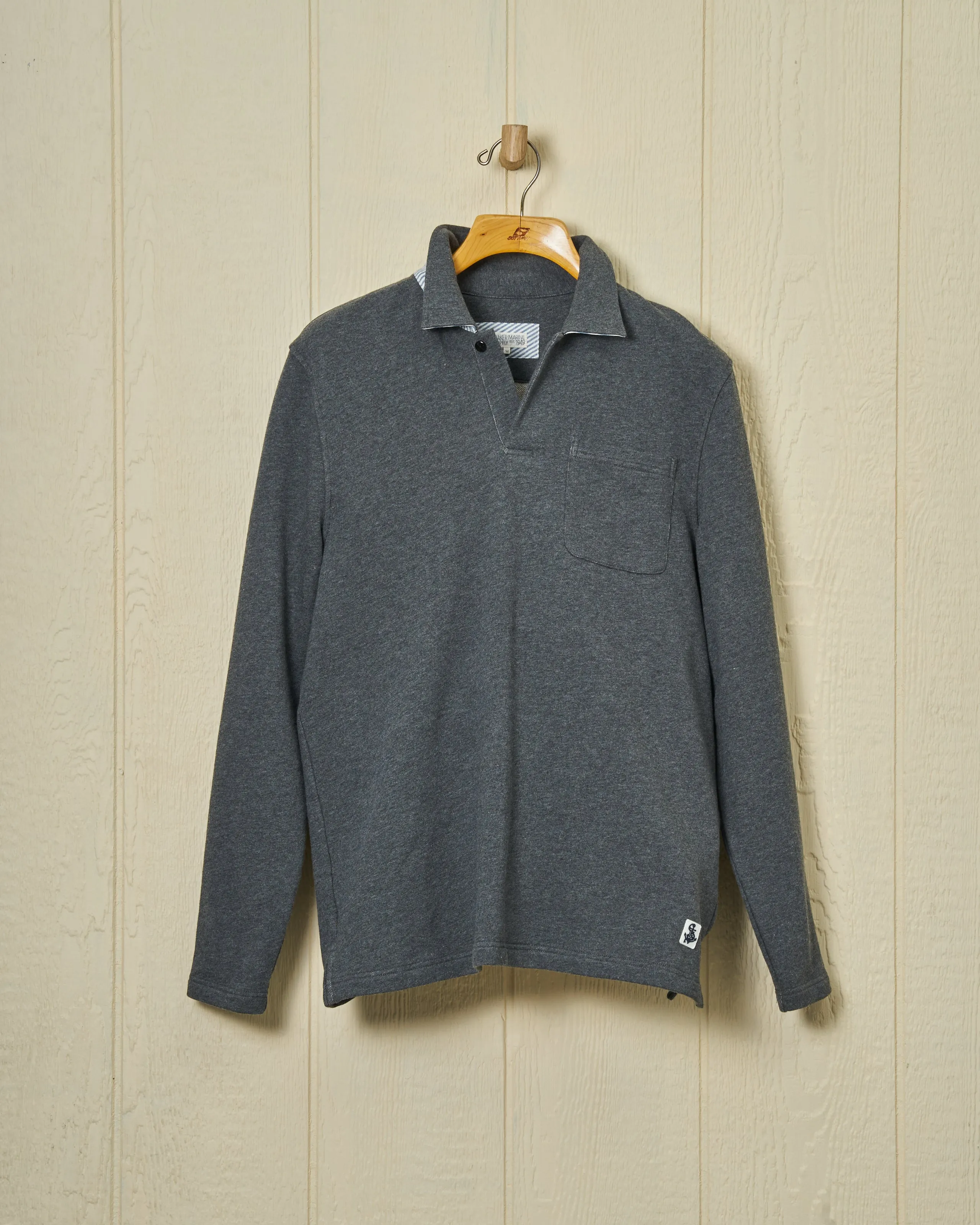 Acadia Polo in Charcoal Heather Loopback Terry sold by Quaker Marine Supply