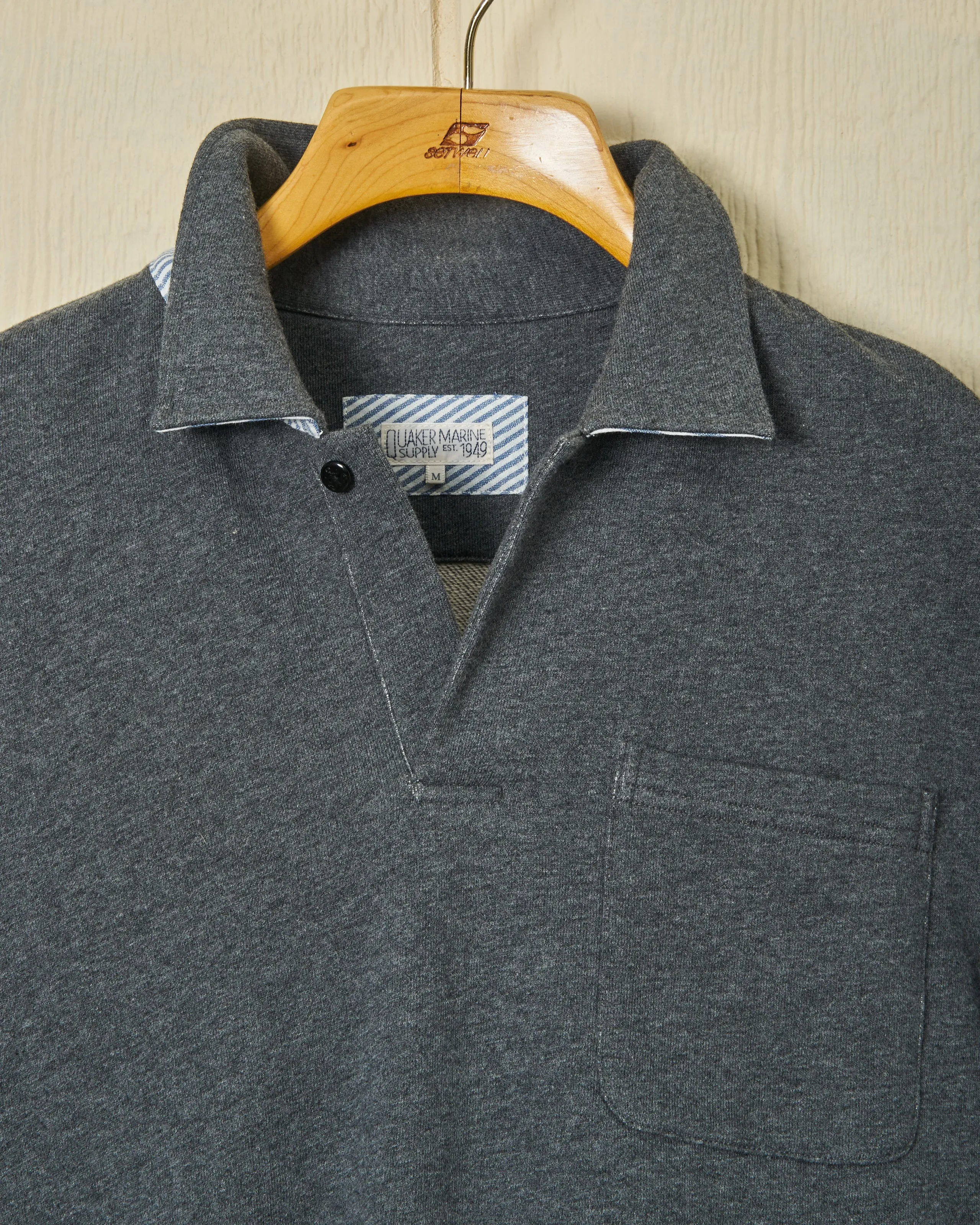 Acadia Polo in Charcoal Heather Loopback Terry sold by Quaker Marine Supply product image thumbnail 2