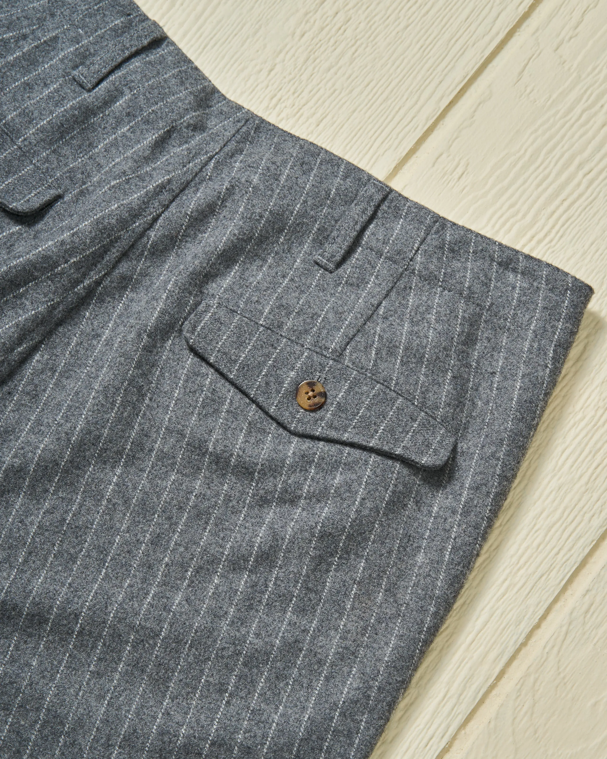 Camden Pant in Charcoal Chalk Stripe Washed Wool sold by Quaker Marine Supply product image thumbnail 2