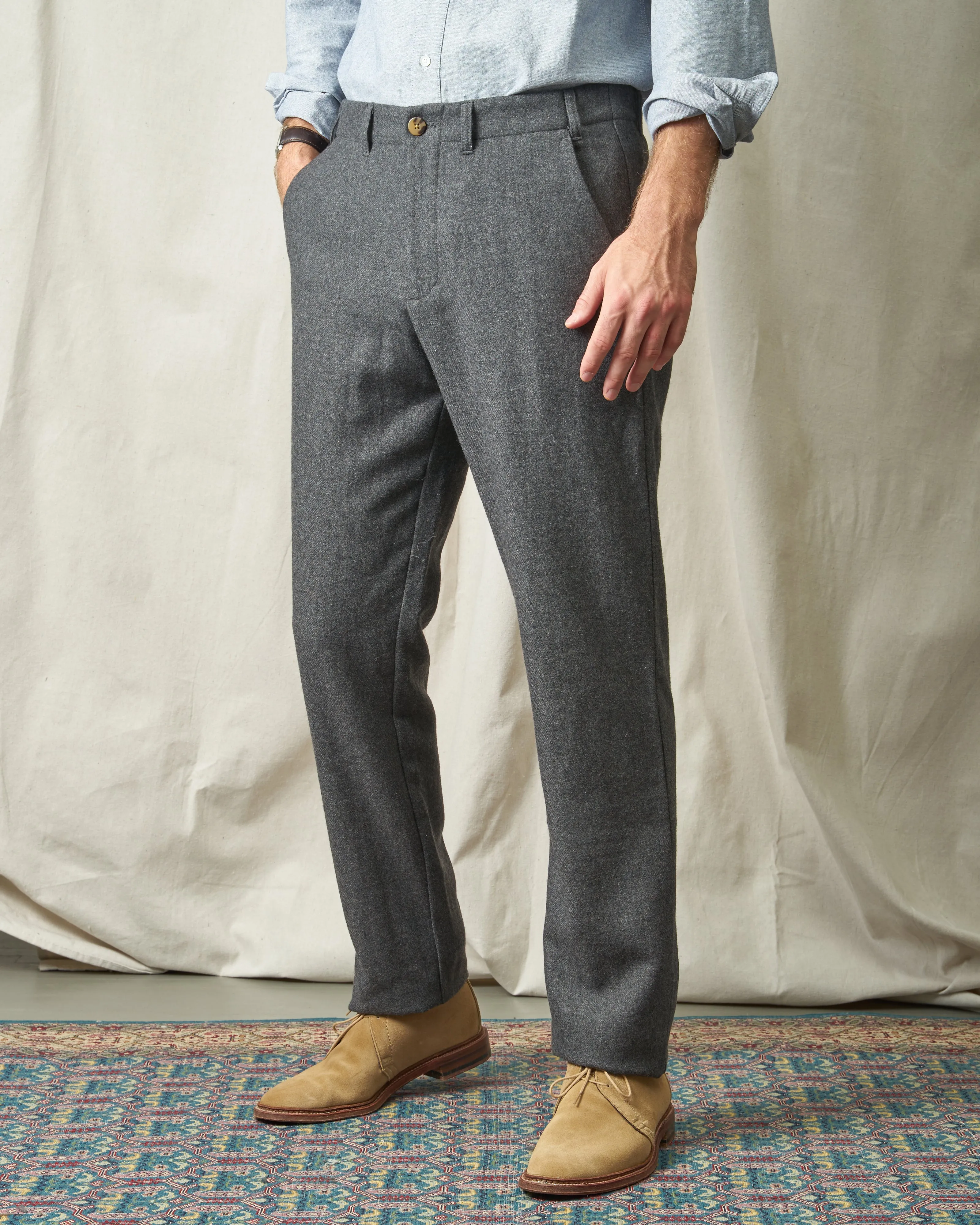 Camden Pant in Charcoal Washed Wool sold by Quaker Marine Supply