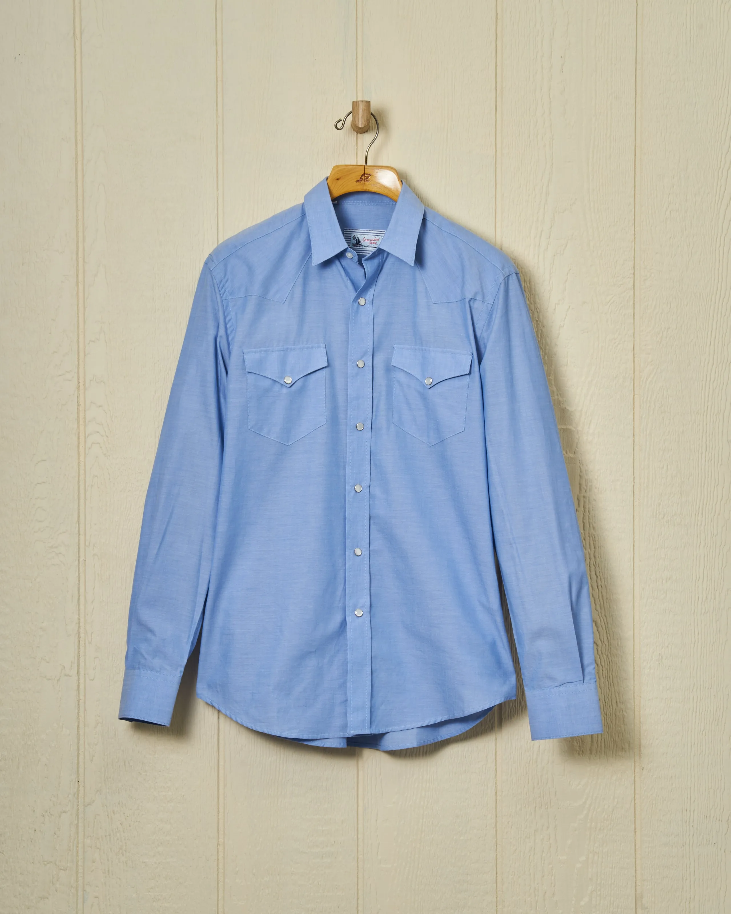 Western Sea-Washed Shirt in Chambray sold by Quaker Marine Supply
