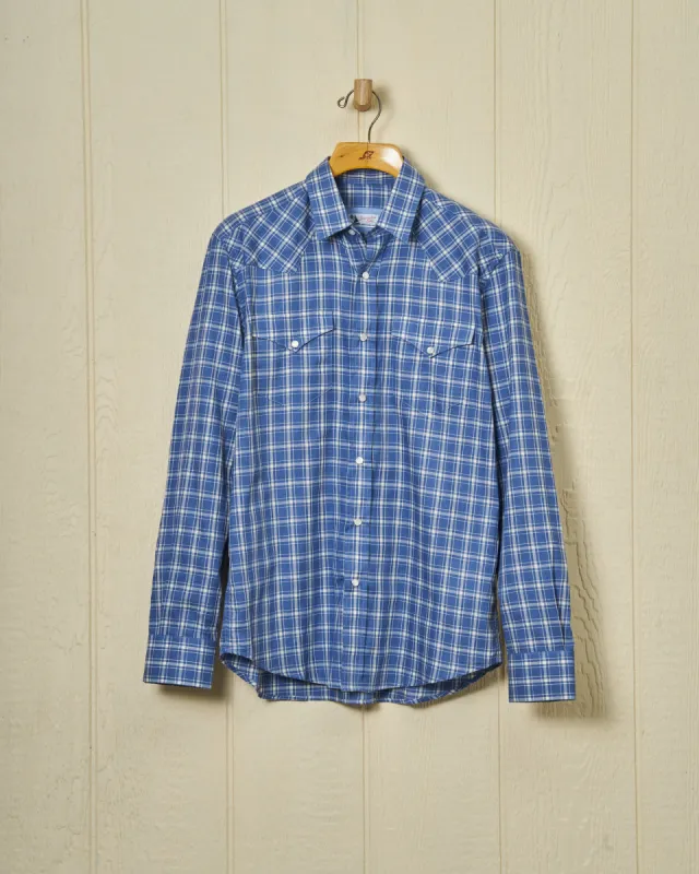 Western Sea-Washed Shirt in Ink Herringbone Plaid sold by Quaker Marine Supply