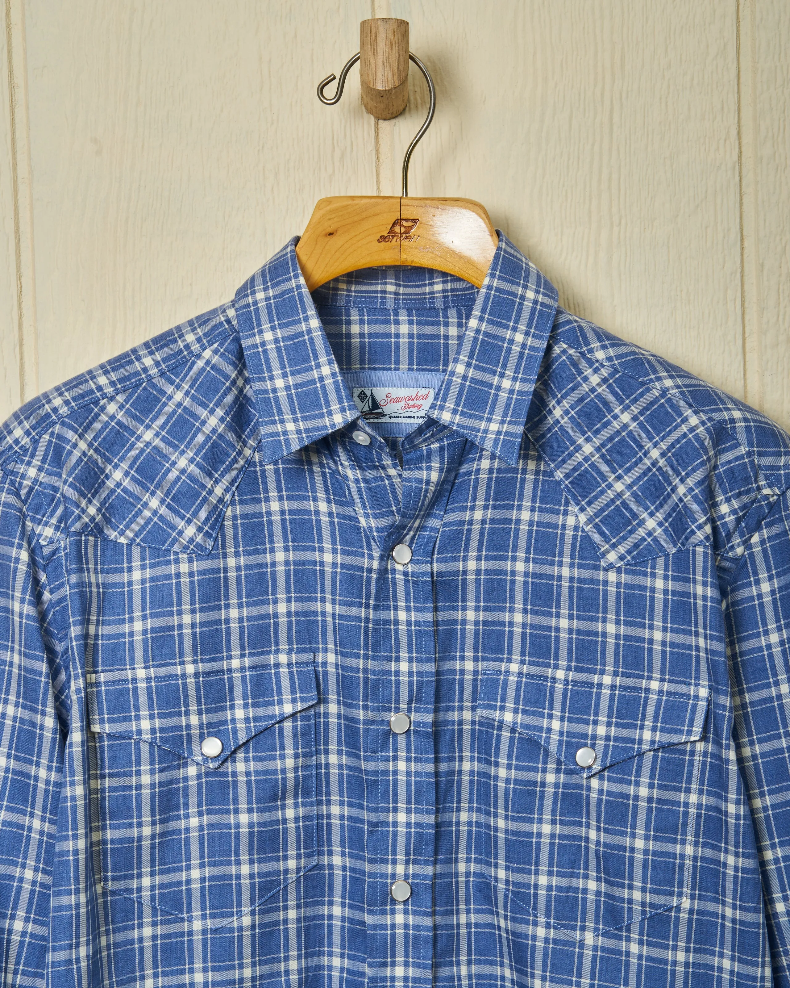 Western Sea-Washed Shirt in Ink Herringbone Plaid sold by Quaker Marine Supply product image thumbnail 2