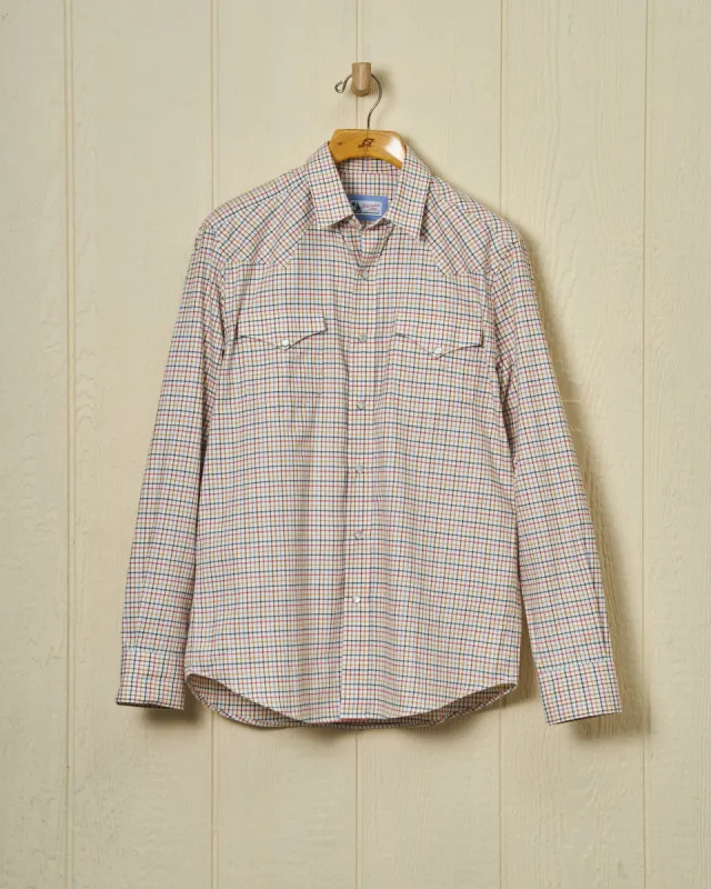 Western Sea-Washed Shirt in Cream Ground Mustard Tattersall sold by Quaker Marine Supply