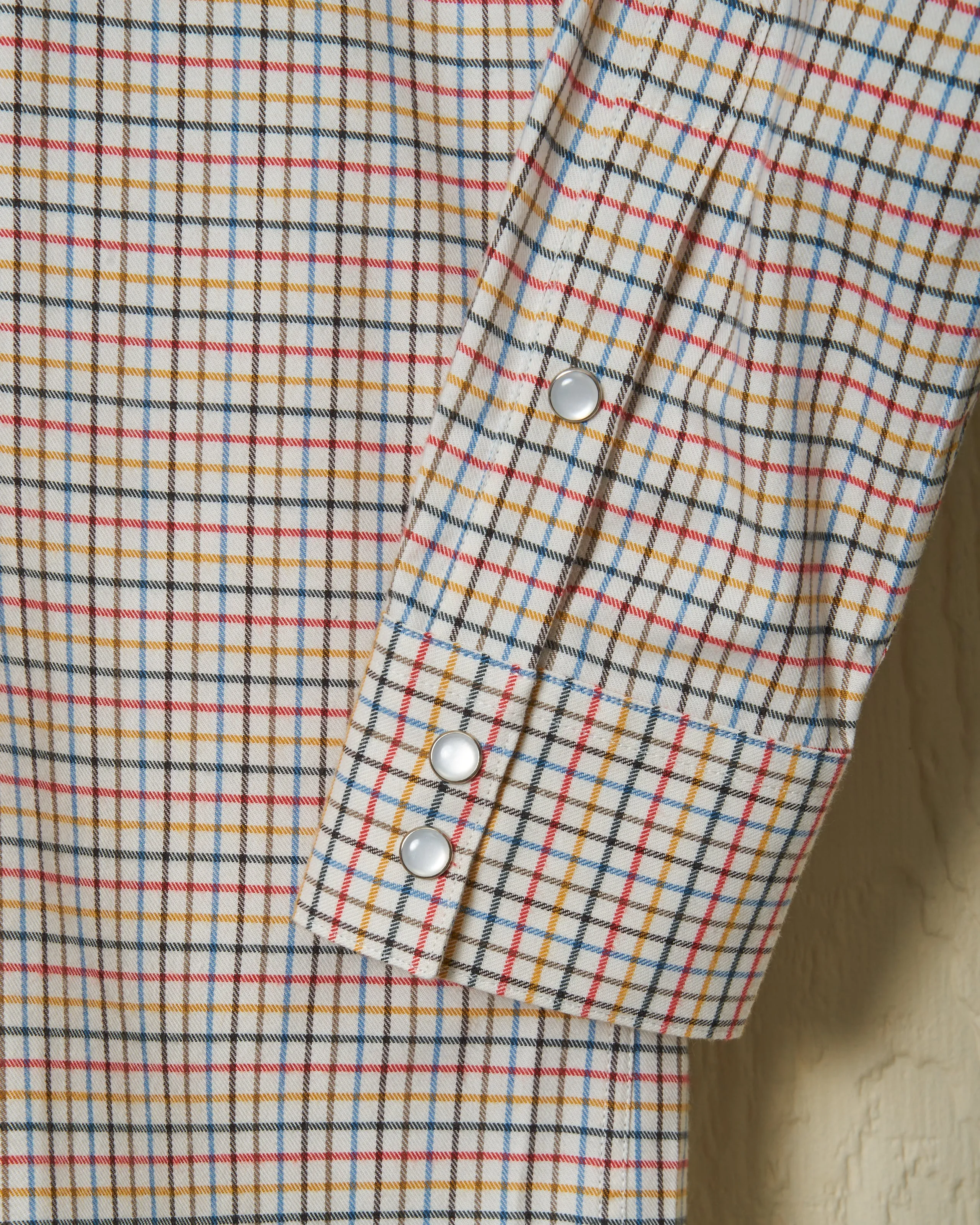 Western Sea-Washed Shirt in Cream Ground Mustard Tattersall sold by Quaker Marine Supply product image thumbnail 3