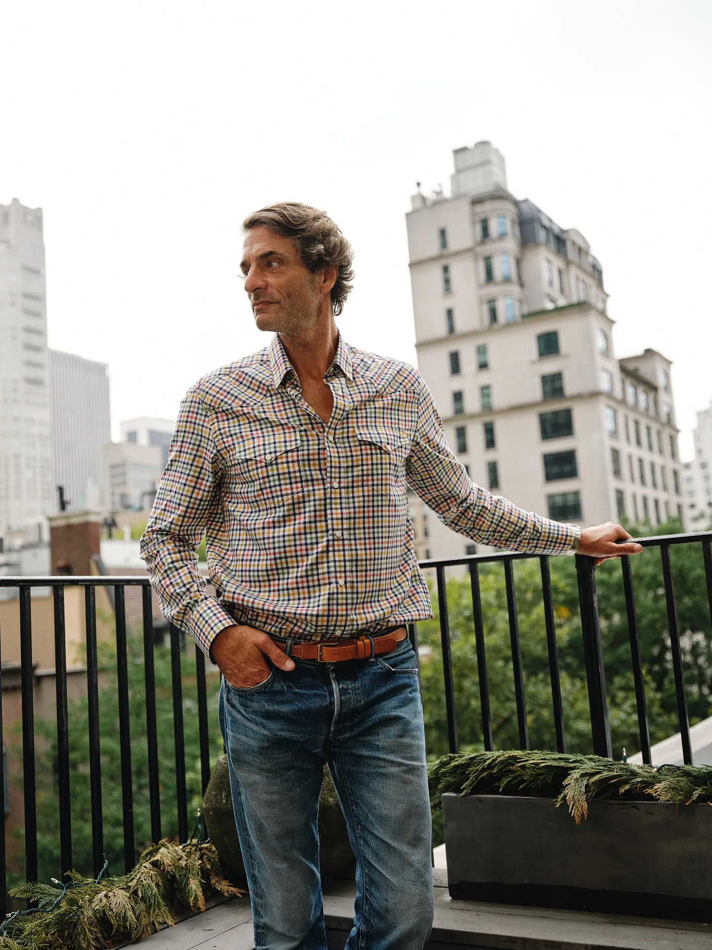 Western Sea-Washed Shirt in Autumn Multi-Gun Check sold by Quaker Marine Supply