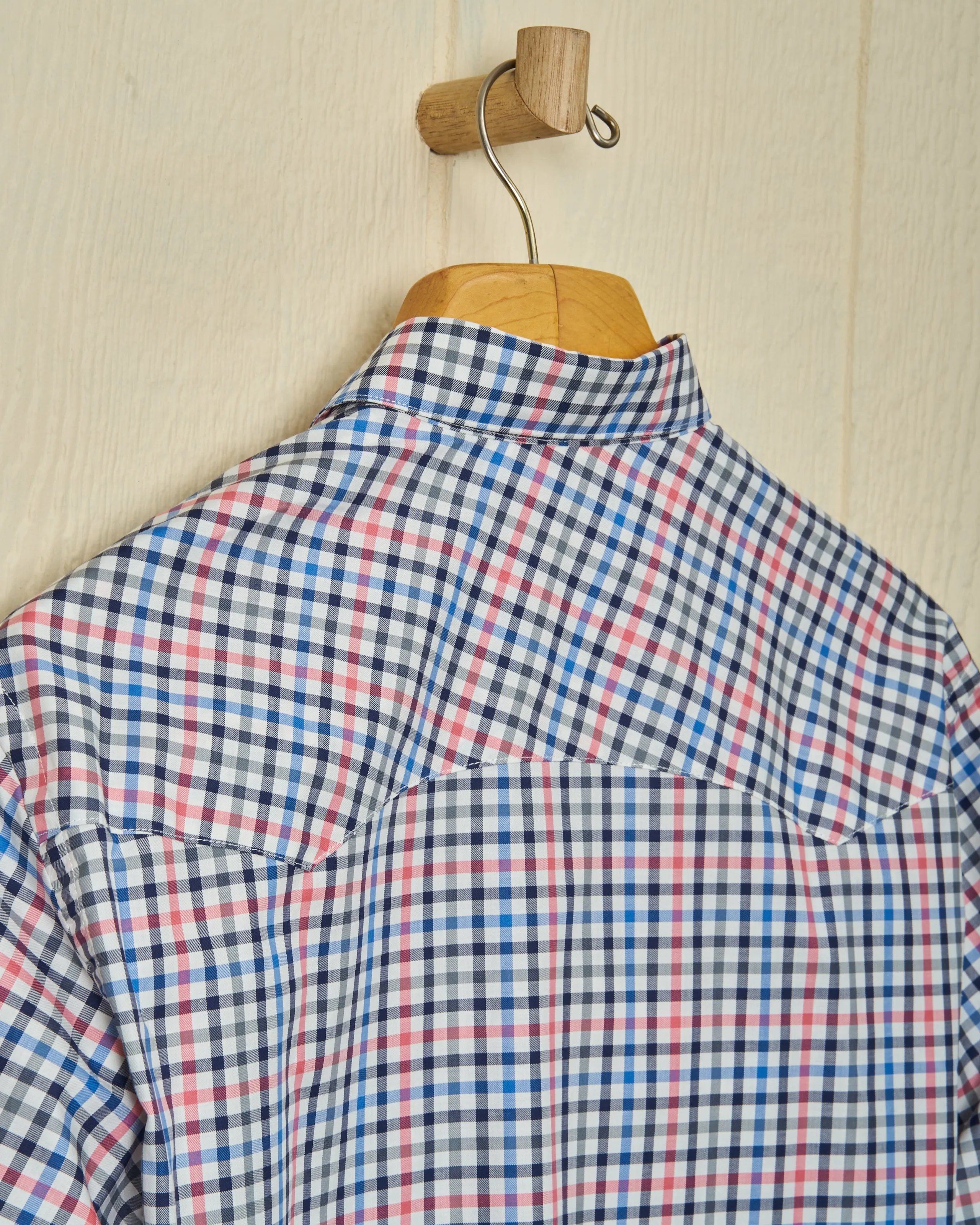 Western Sea-Washed Shirt in Blue/Coral Gun Check sold by Quaker Marine Supply product image thumbnail 4