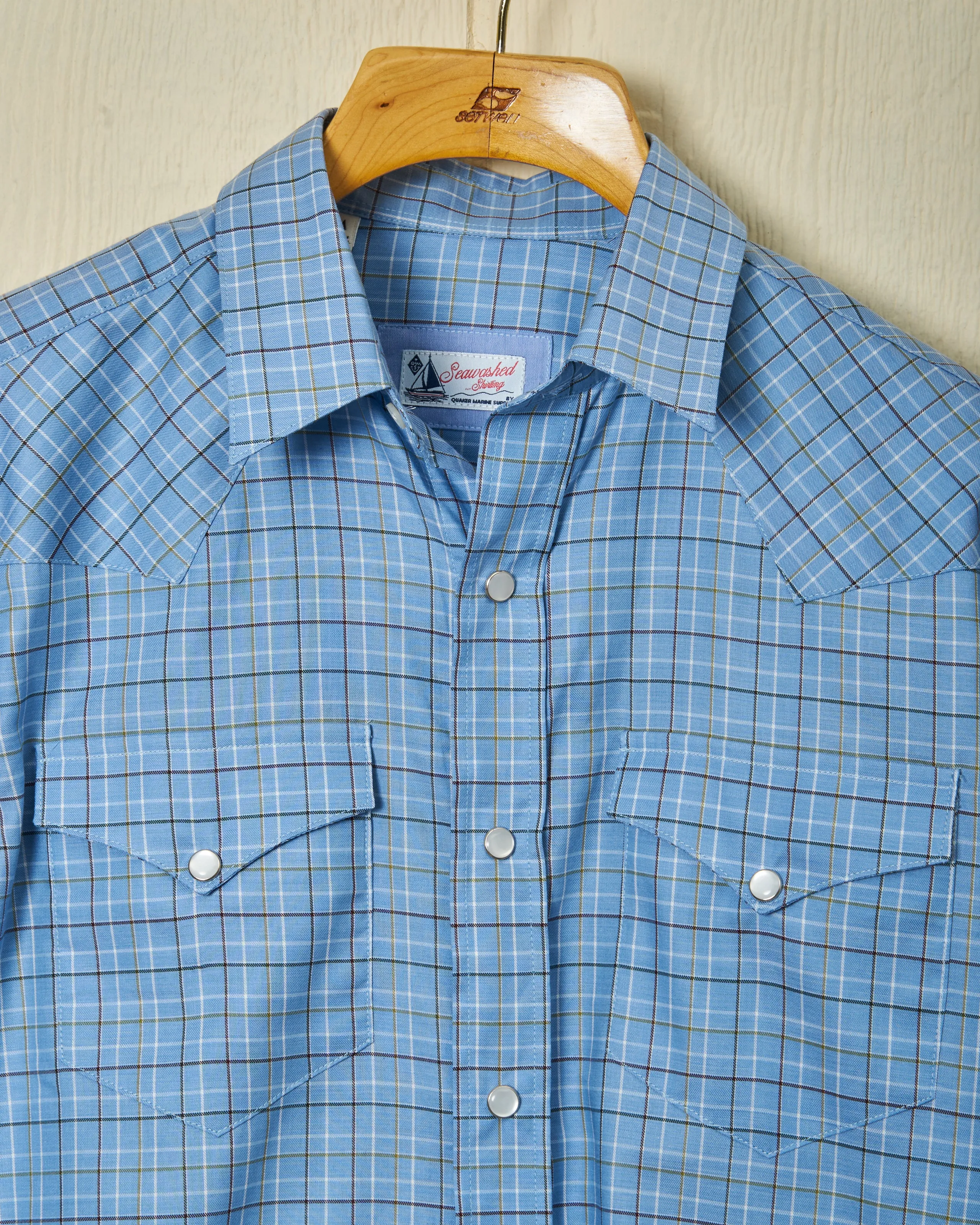 Western Sea-Washed Shirt in Blue Tattersall sold by Quaker Marine Supply product image thumbnail 2