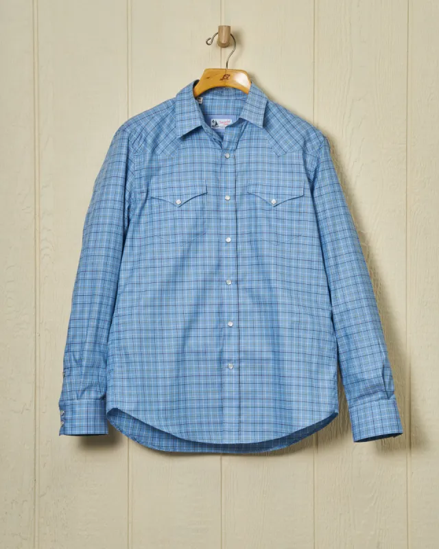 Western Sea-Washed Shirt in Blue Tattersall sold by Quaker Marine Supply