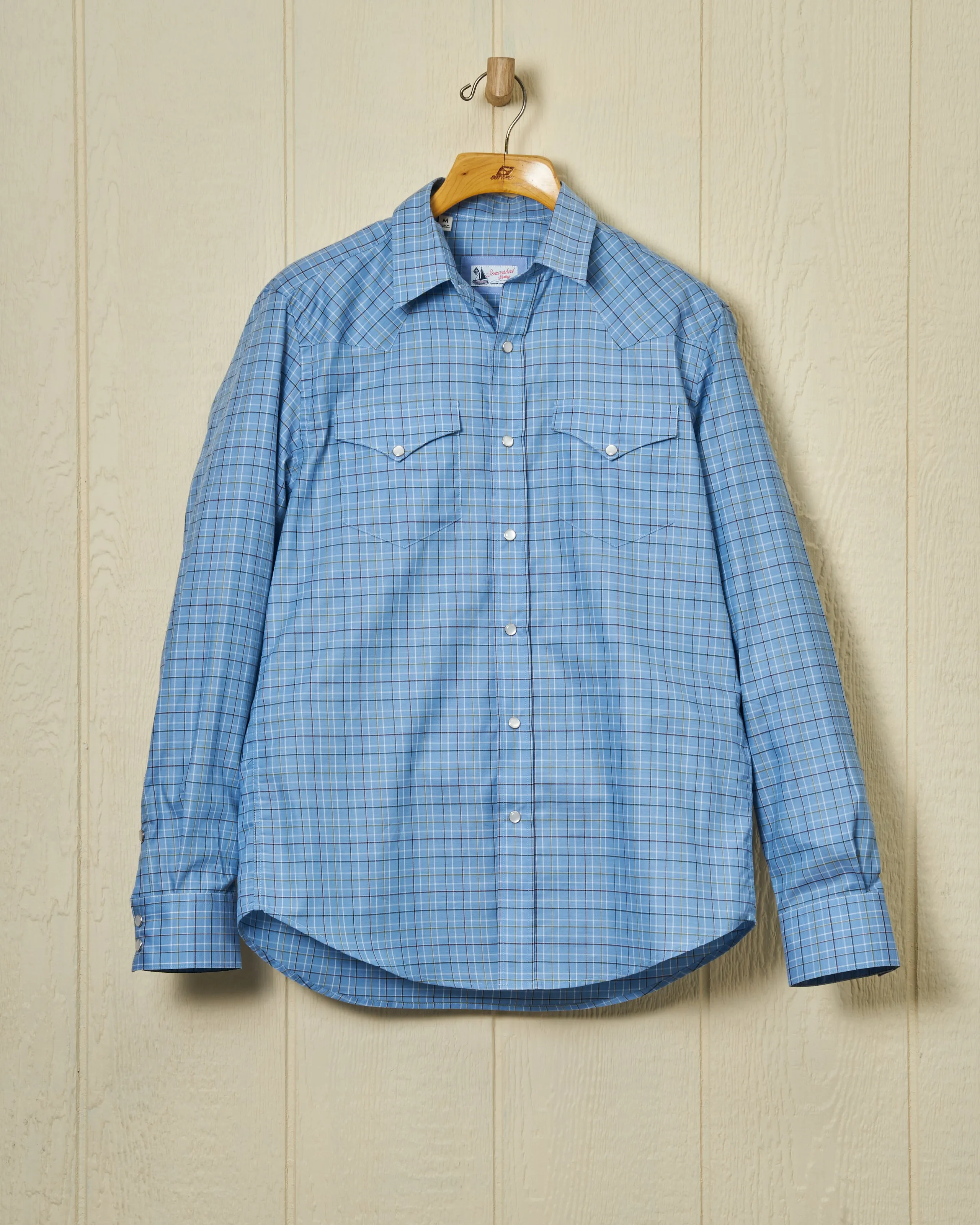 Western Sea-Washed Shirt in Blue Tattersall sold by Quaker Marine Supply