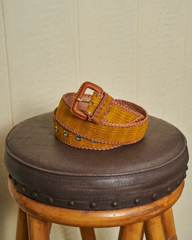 Guatemalan Whip Stitched Belt in Solid Turmeric sold by Quaker Marine Supply