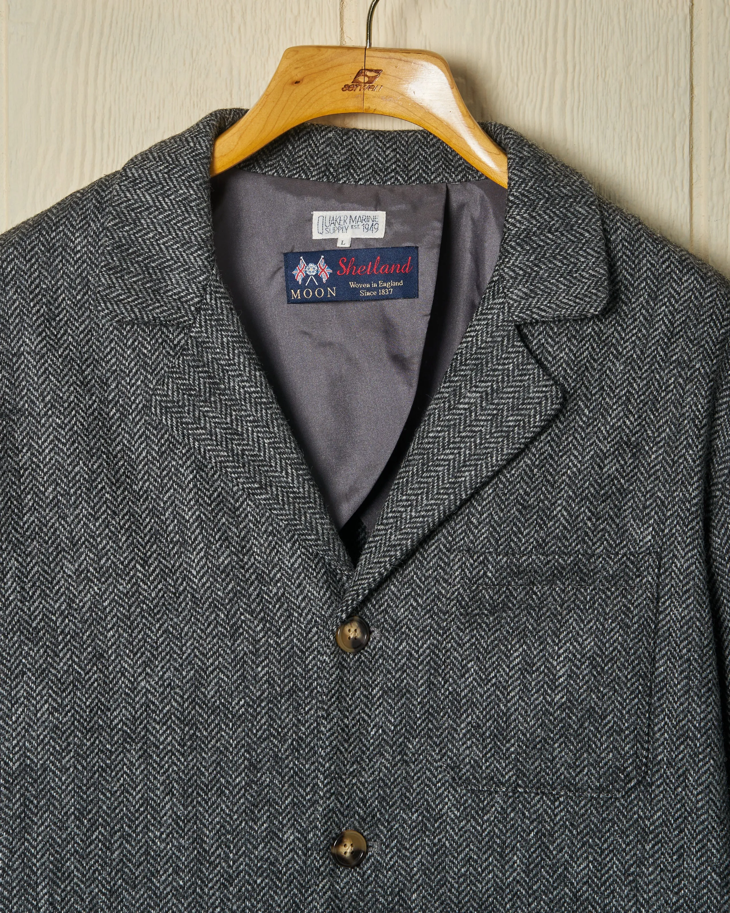 Shetland Wool Loafer Jacket in Charcoal Herringbone sold by Quaker Marine Supply product image thumbnail 2