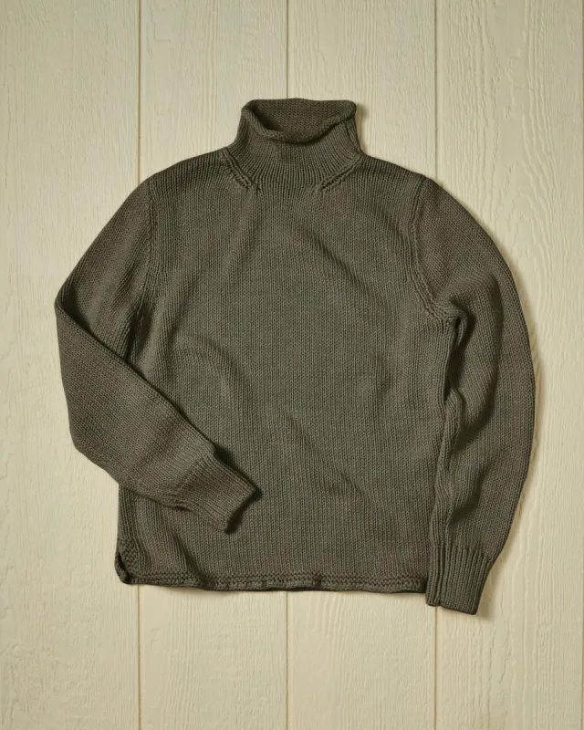 Women's Fisherman's Sweater in Olive sold by Quaker Marine Supply