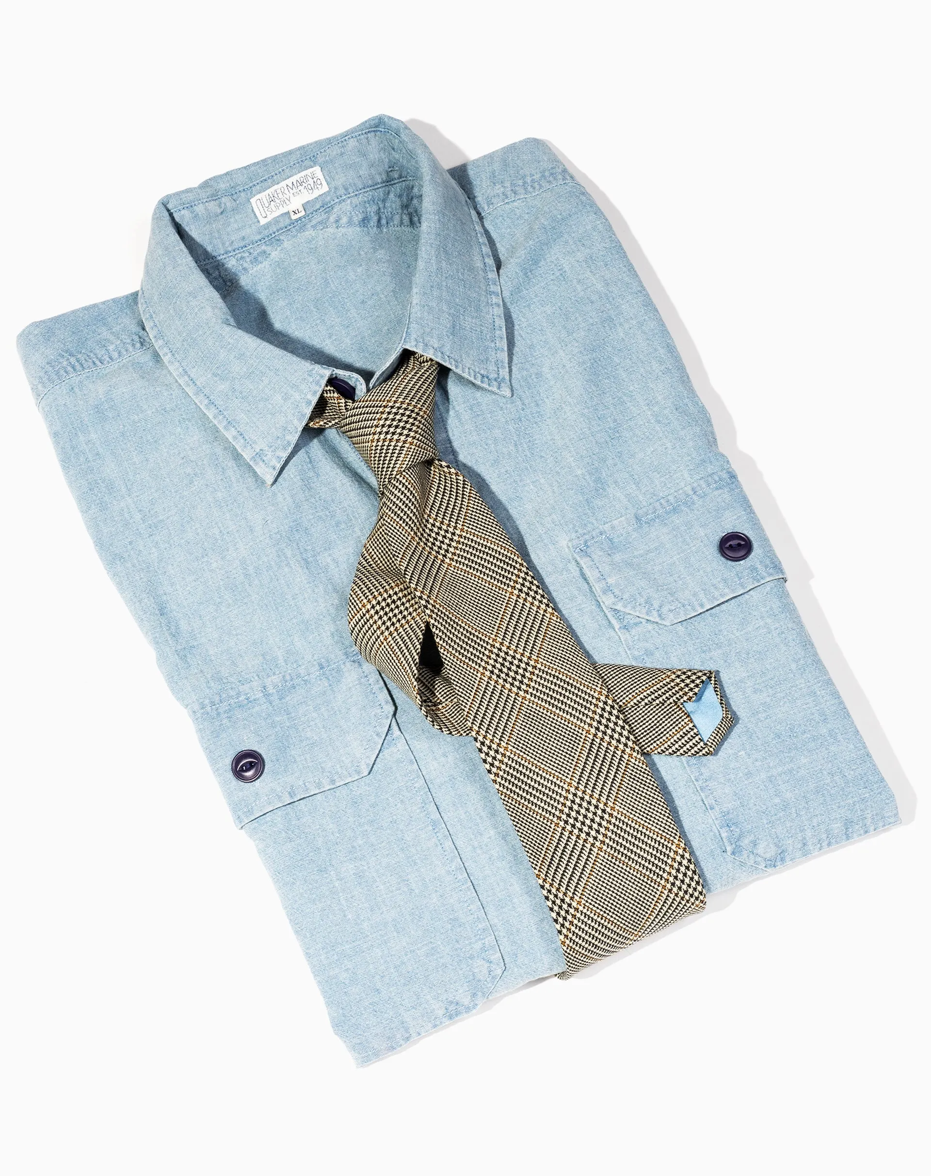 Tie in Black/Cream Glen Plaid sold by Quaker Marine Supply