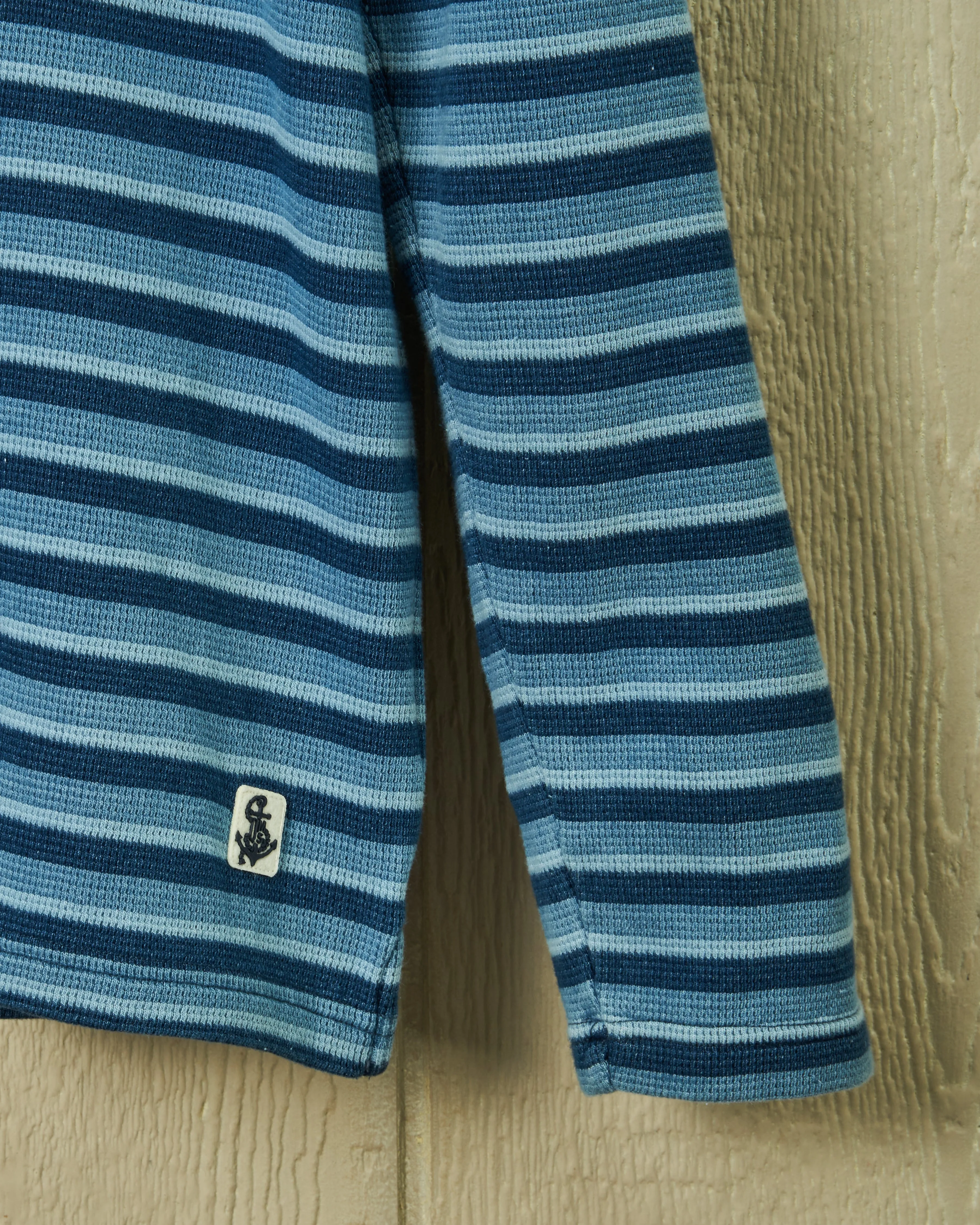 Long Sleeve Indigo Polo in Multi-Blue Ribbed Knit sold by Quaker Marine Supply product image thumbnail 3