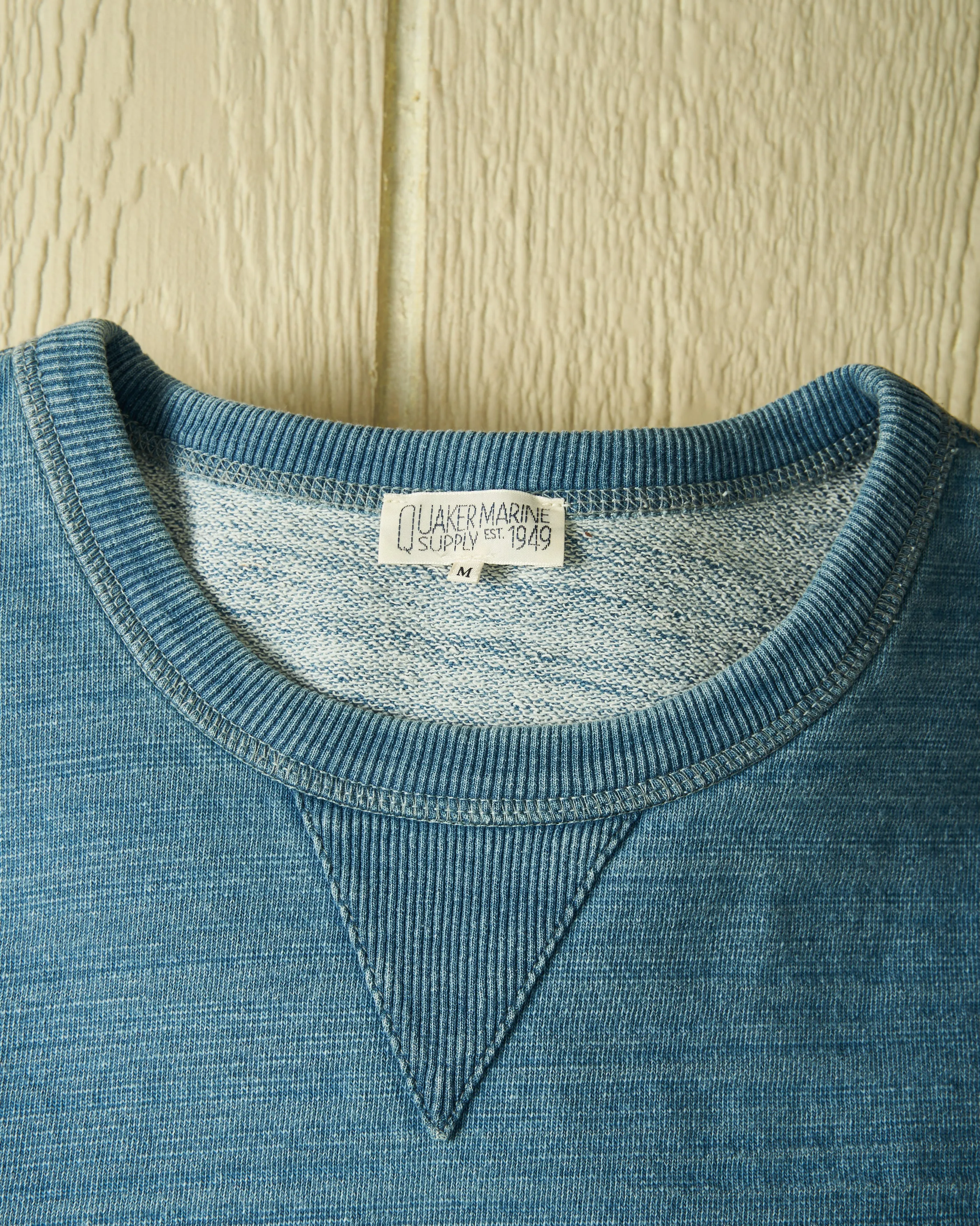 Contender Crewneck in Mid Wash Indigo Loopback Terry sold by Quaker Marine Supply product image thumbnail 2