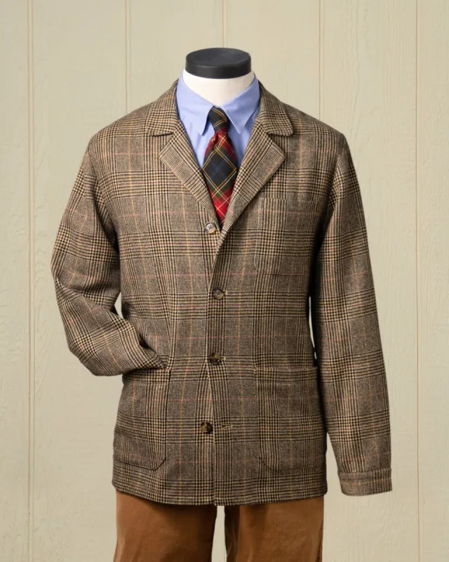 Camelhair Loafer Jacket in Brown Glen Plaid sold by Quaker Marine Supply