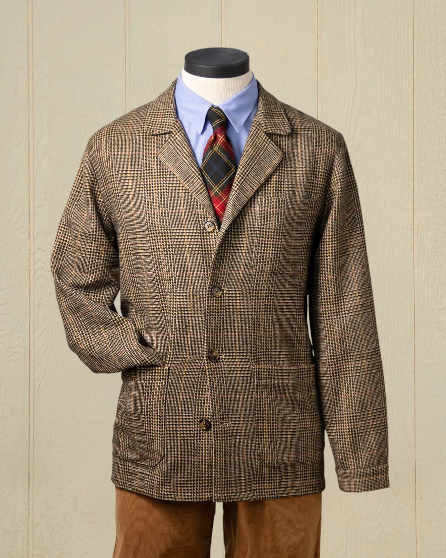 Camelhair Loafer Jacket in Brown Glen Plaid sold by Quaker Marine Supply