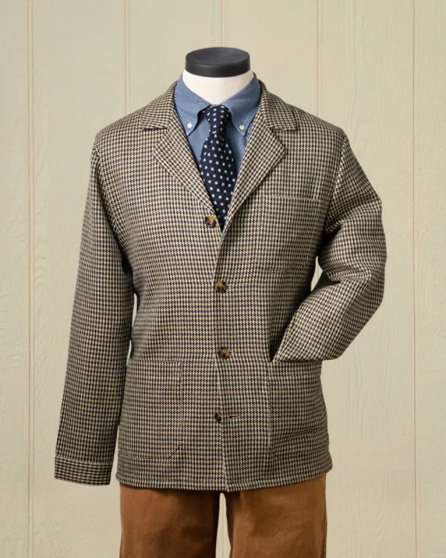 Wool Loafer Jacket in Taupe/Black Houndstooth sold by Quaker Marine Supply