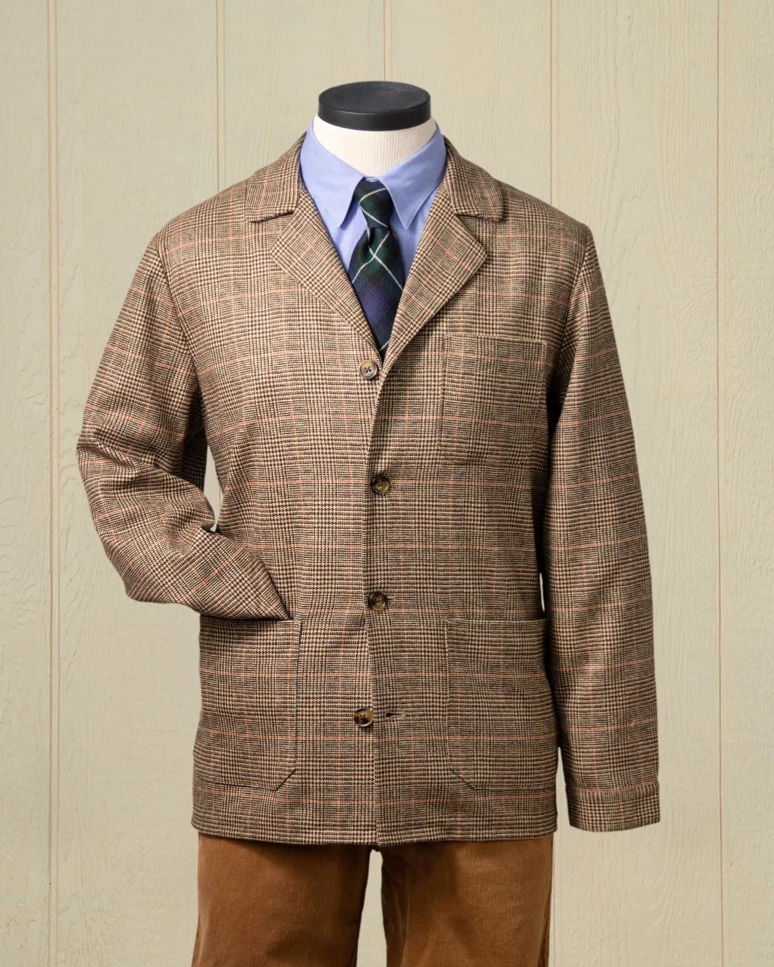 Lambswool Loafer Jacket in Chestnut Glen Plaid sold by Quaker Marine Supply