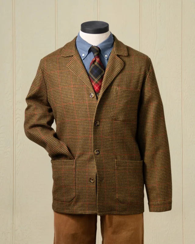 Wool/Cashmere Loafer Jacket in Olive Houndstooth sold by Quaker Marine Supply