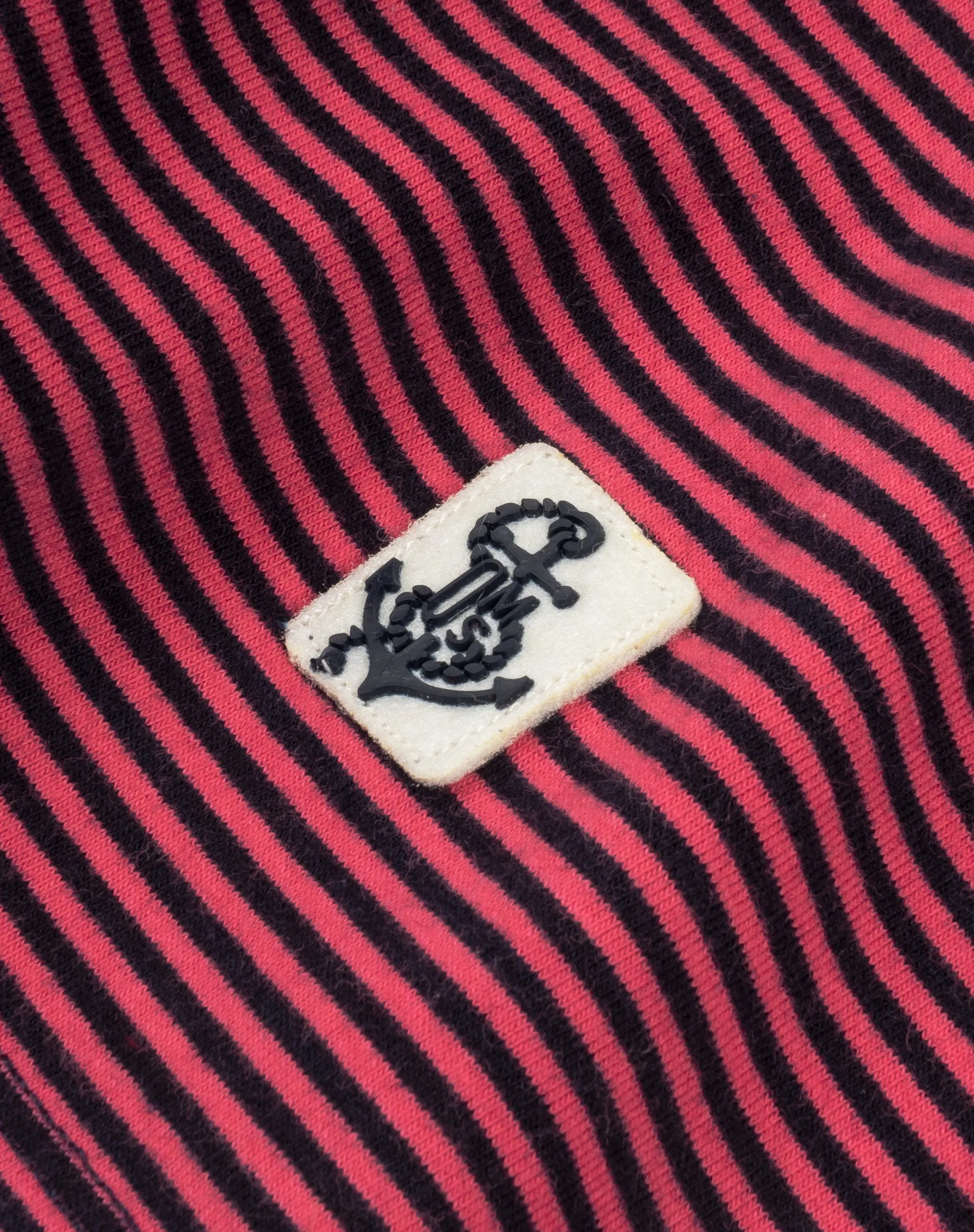 Women's Fine Stripe Crewneck Tee in Cranberry/Navy sold by Quaker Marine Supply product image thumbnail 3