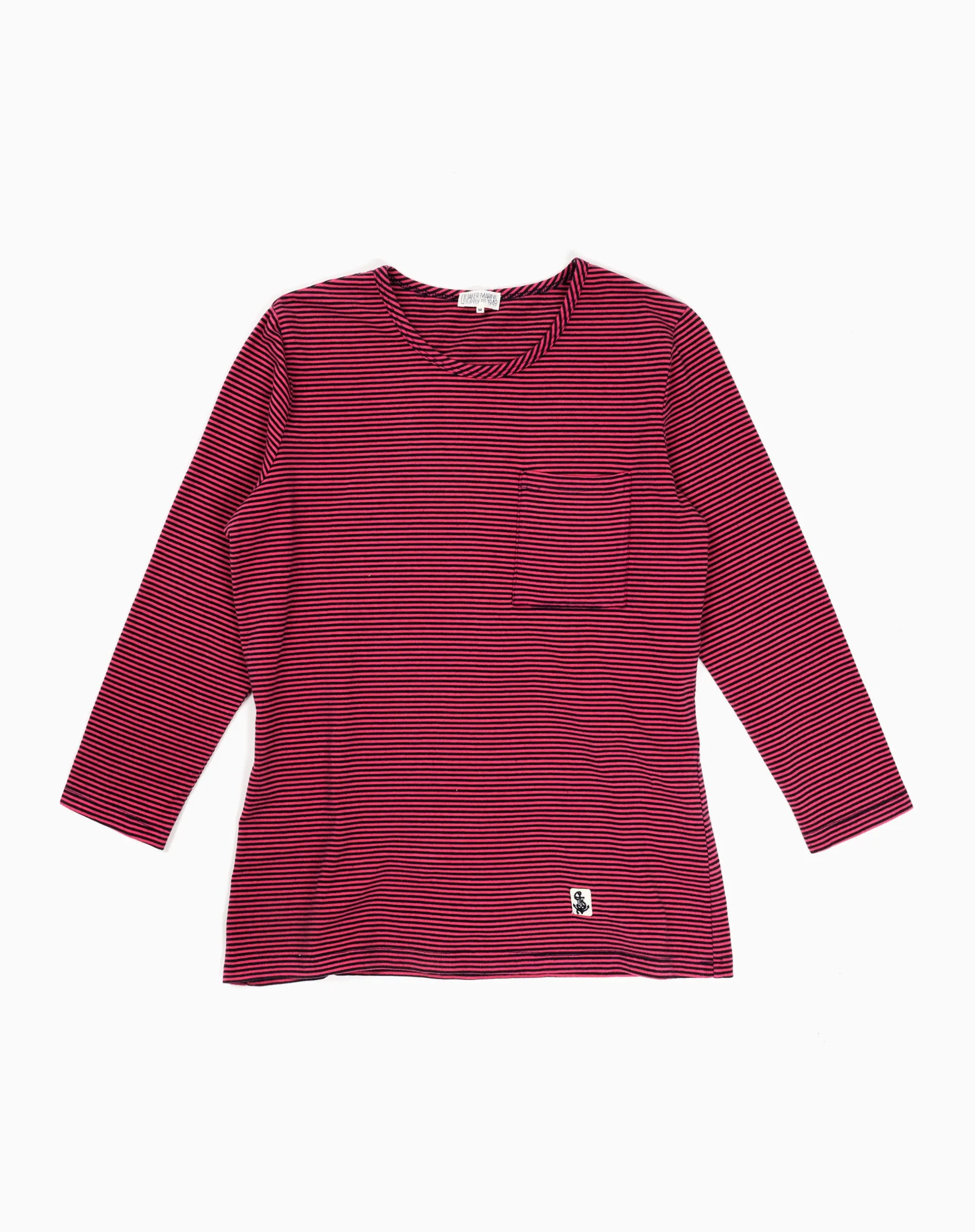Women's Fine Stripe Crewneck Tee in Cranberry/Navy sold by Quaker Marine Supply product image thumbnail 2