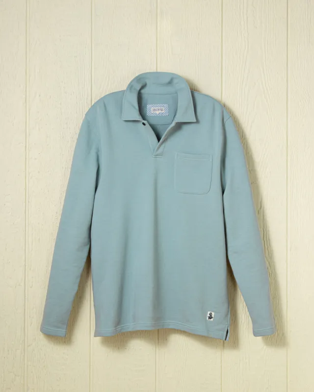 Acadia Polo in Mist Blue Loopback Terry sold by Quaker Marine Supply
