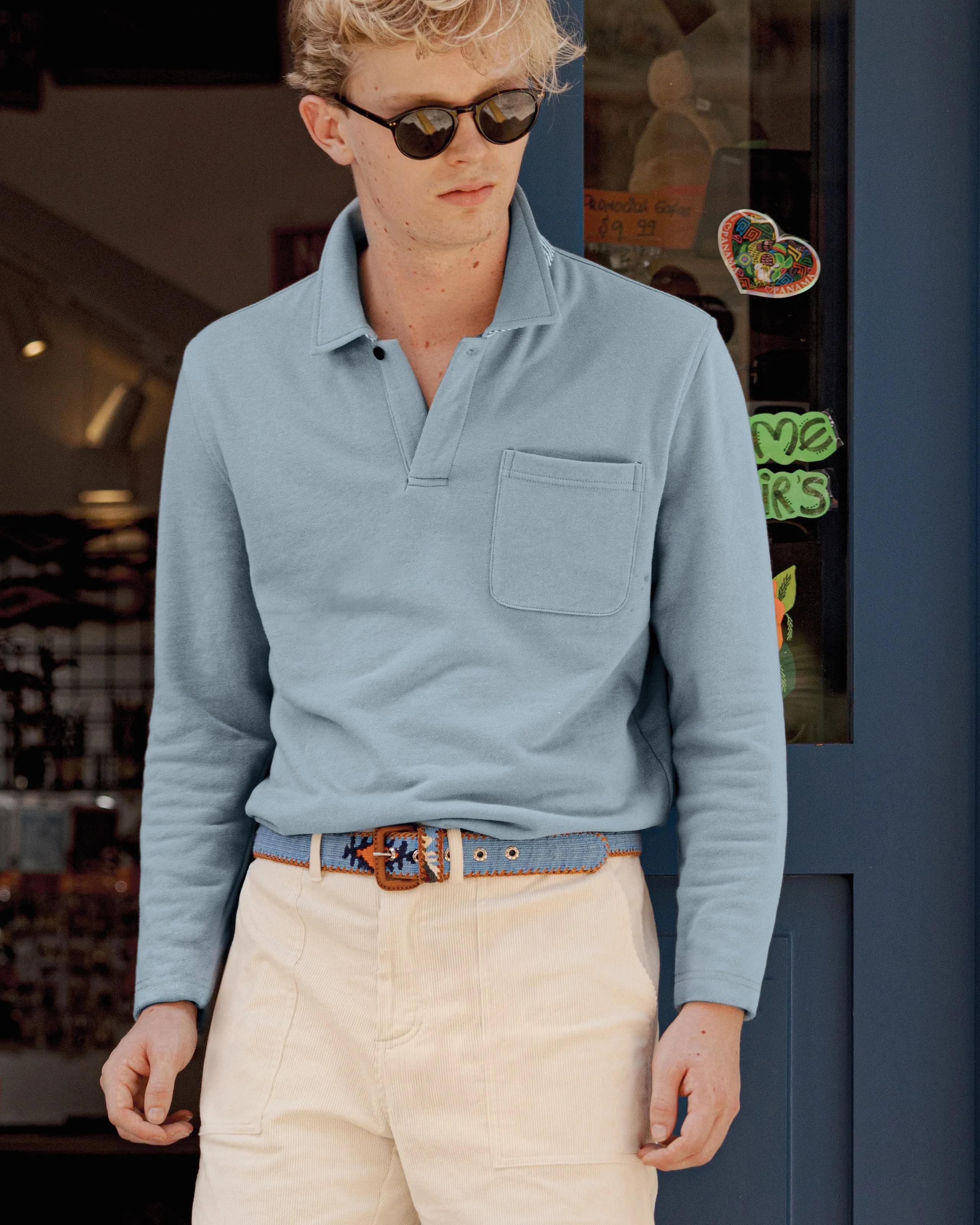 Acadia Polo in Mist Loopback Terry sold by Quaker Marine Supply product image thumbnail 3