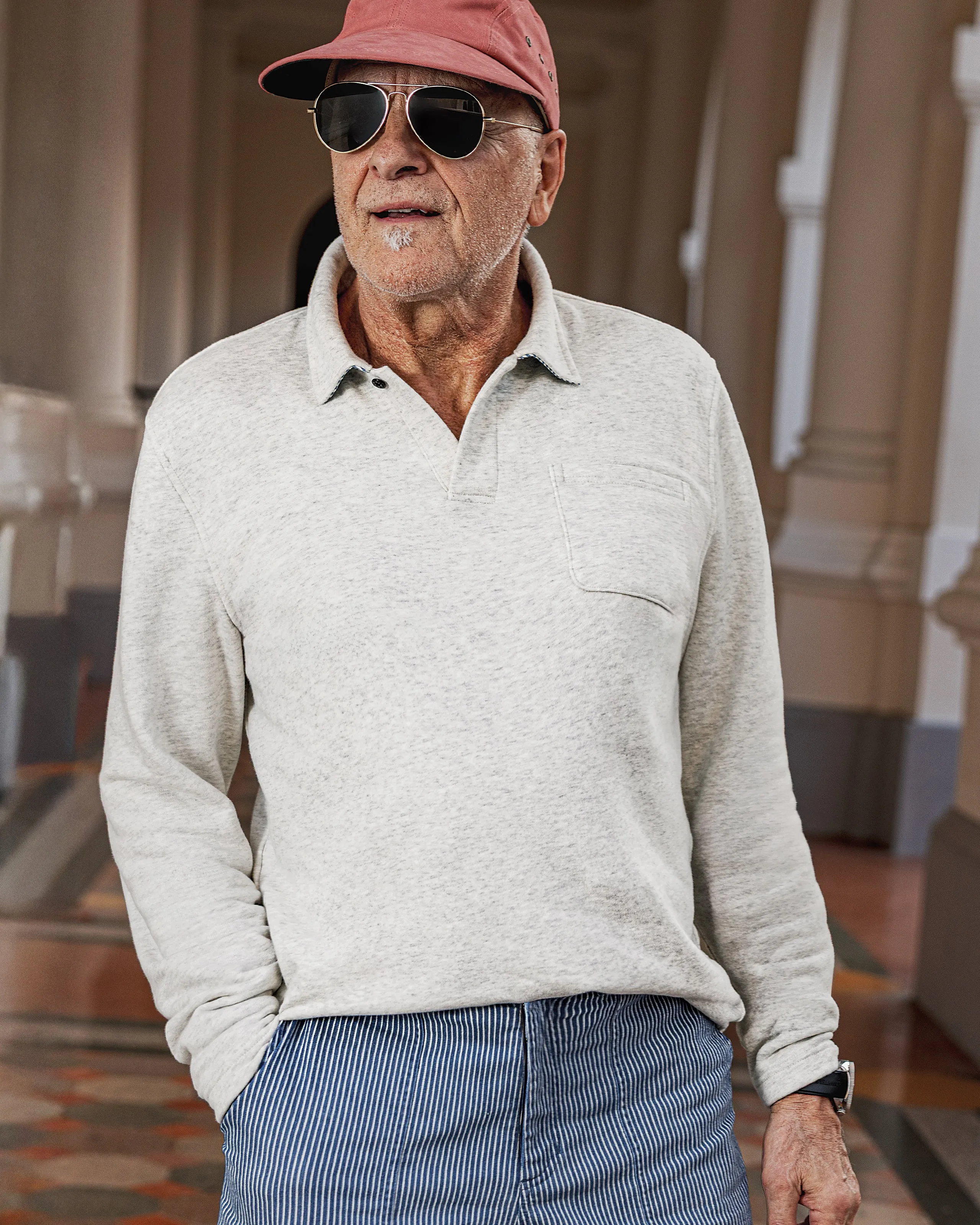 Acadia Polo in Collegiate Loopback Terry sold by Quaker Marine Supply