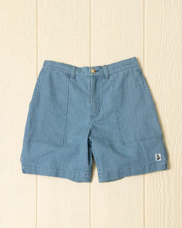 Ventura Short in Railroad Stripe Denim made by Quaker Marine Supply