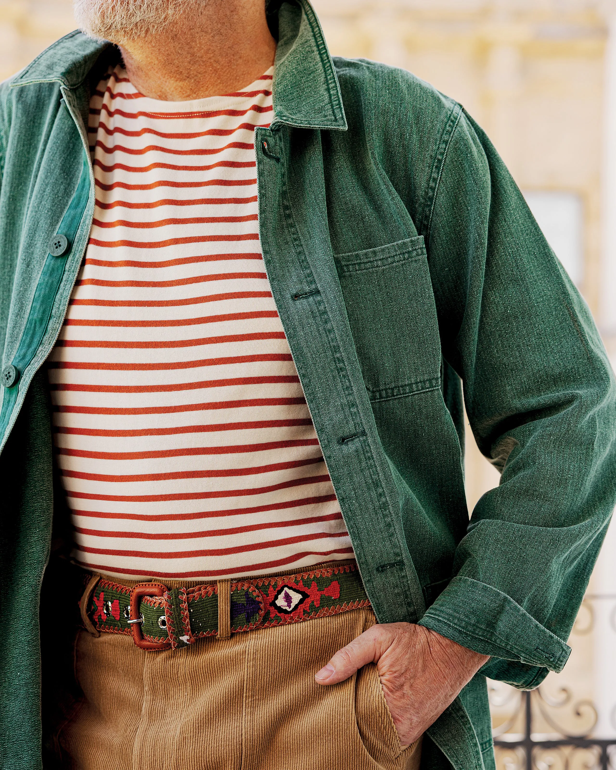 French Workman’s Jacket in Pine Salt Washed Herringbone sold by Quaker Marine Supply product image thumbnail 2