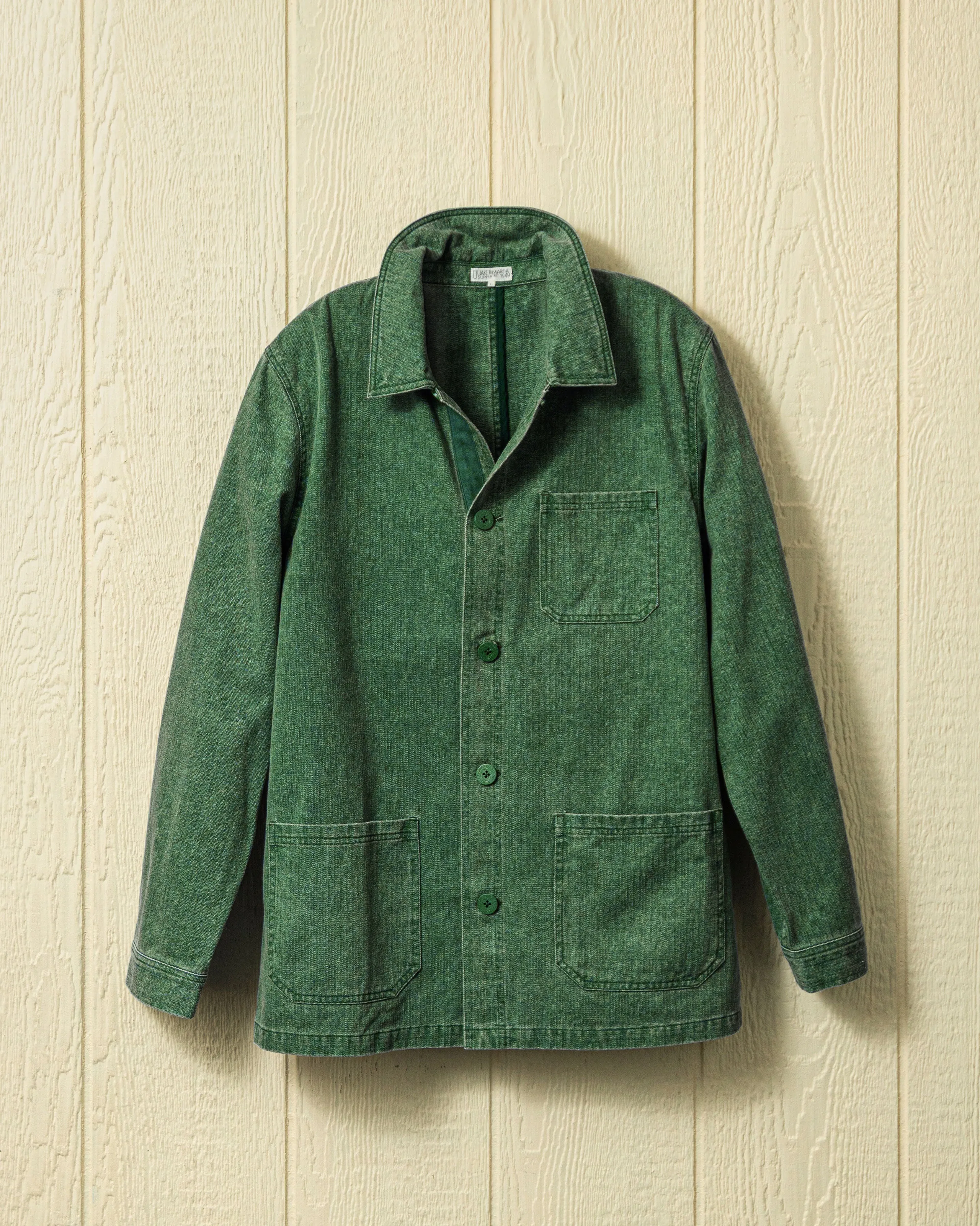 French Workman’s Jacket in Pine Salt Washed Herringbone sold by Quaker Marine Supply