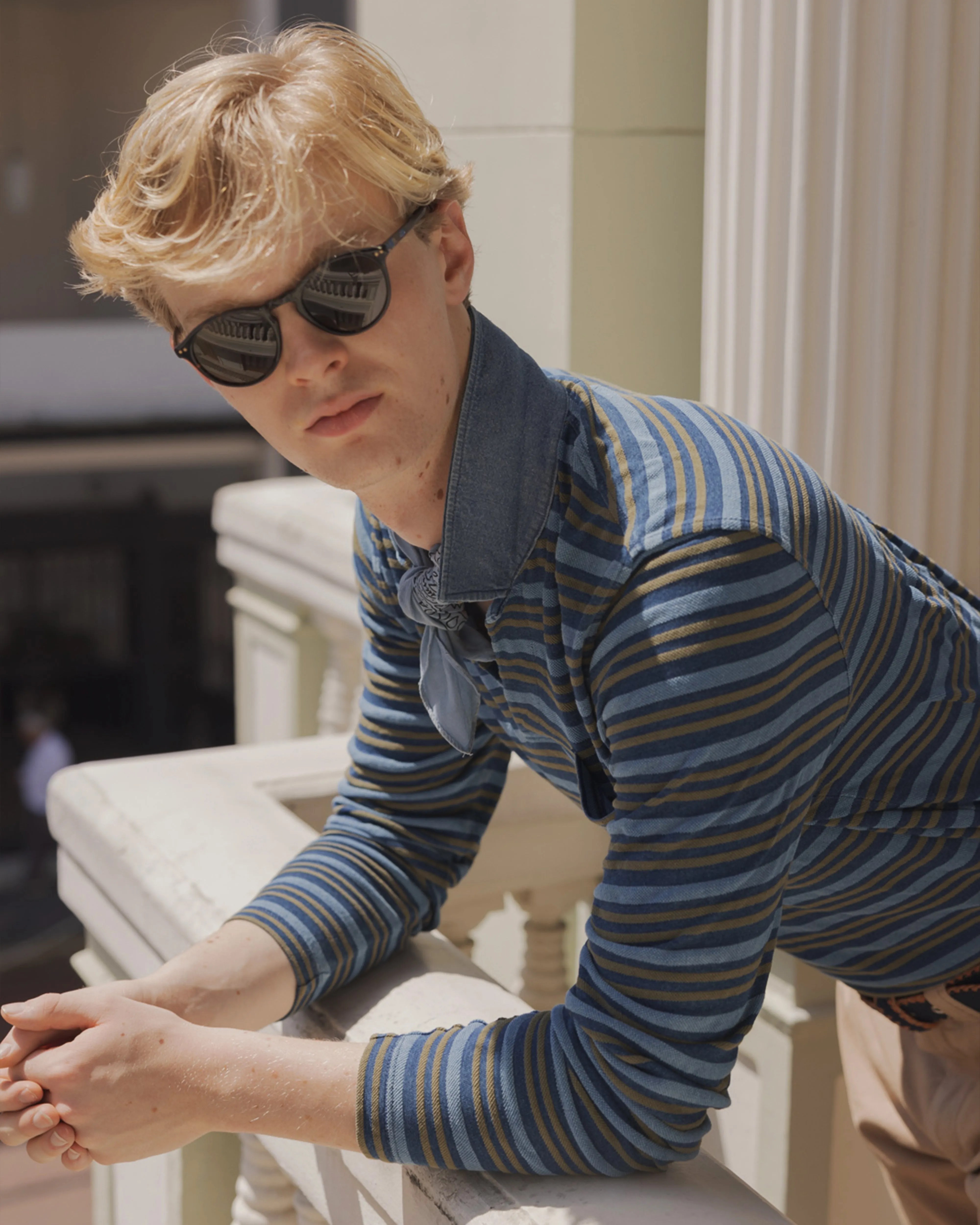 Long Sleeve Indigo Pique Polo in Old Gold sold by Quaker Marine Supply product image thumbnail 2