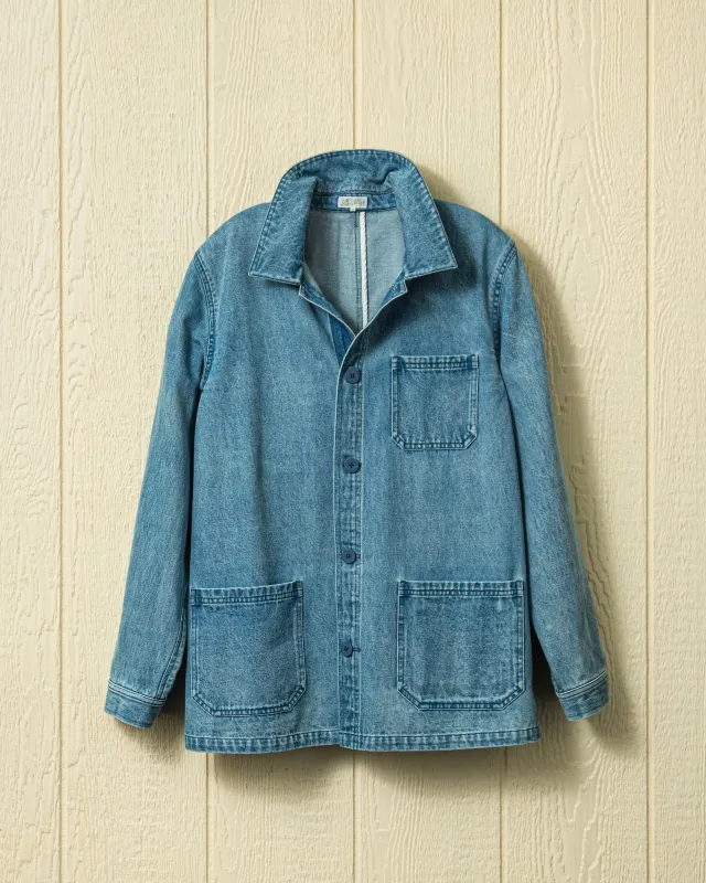 French Workman’s Jacket in Light Wash Denim sold by Quaker Marine Supply