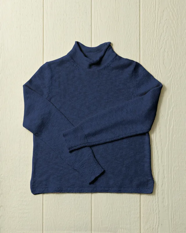 Women's Homespun Fisherman's Sweater in Navy sold by Quaker Marine Supply