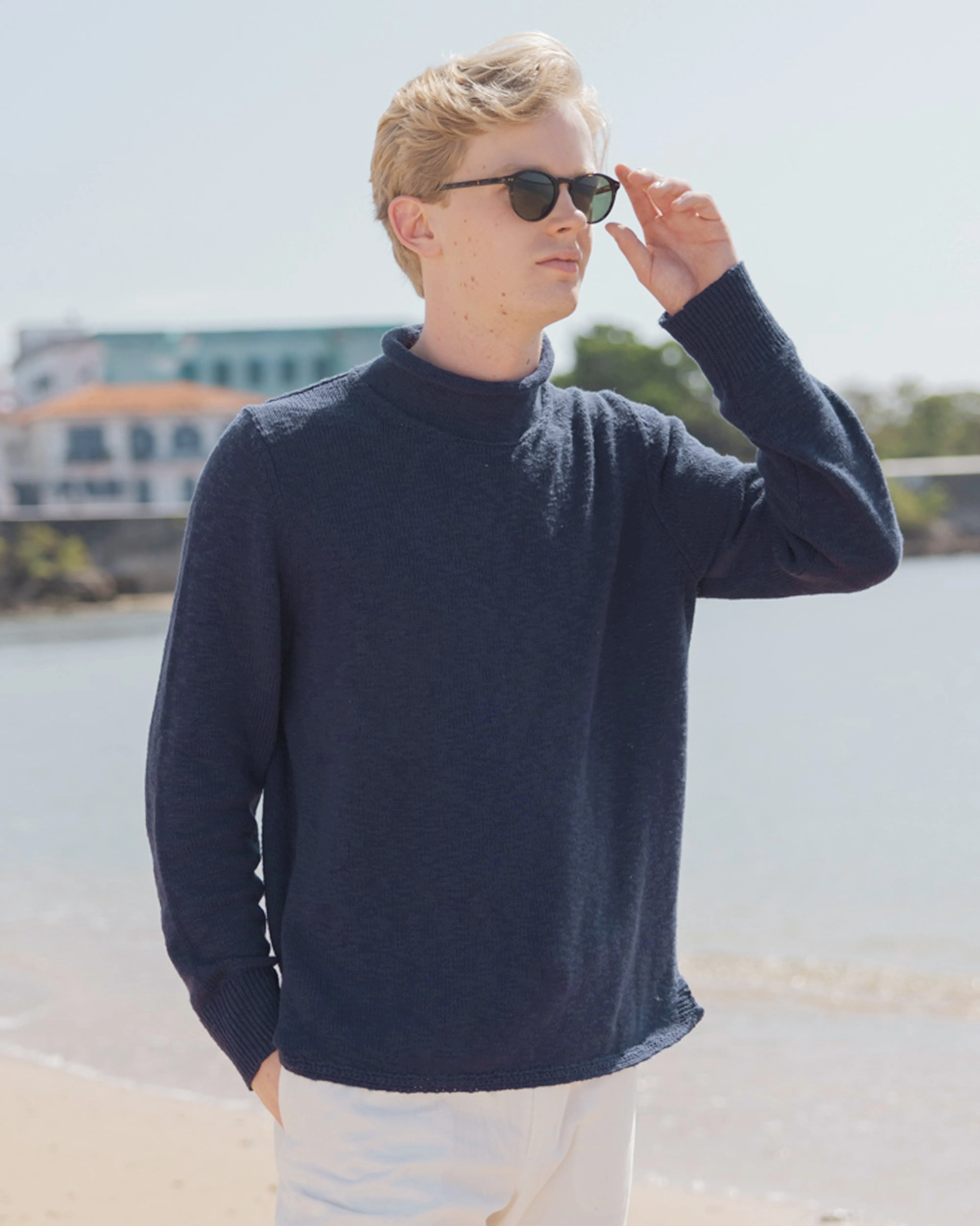 Homespun Fisherman's Sweater in Navy sold by Quaker Marine Supply product image thumbnail 2