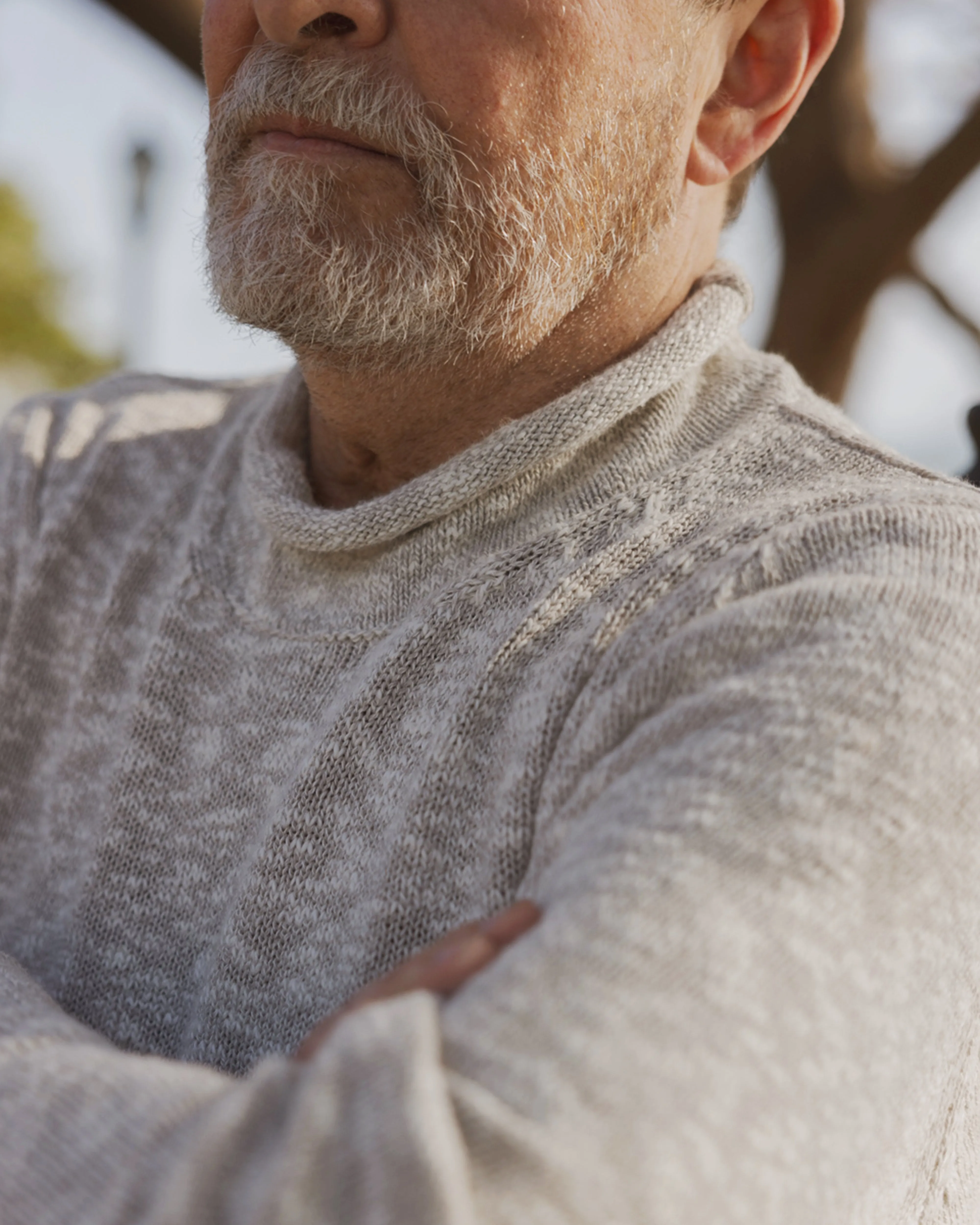 Homespun Fisherman's Sweater in Grey Marl/Natural sold by Quaker Marine Supply product image thumbnail 3