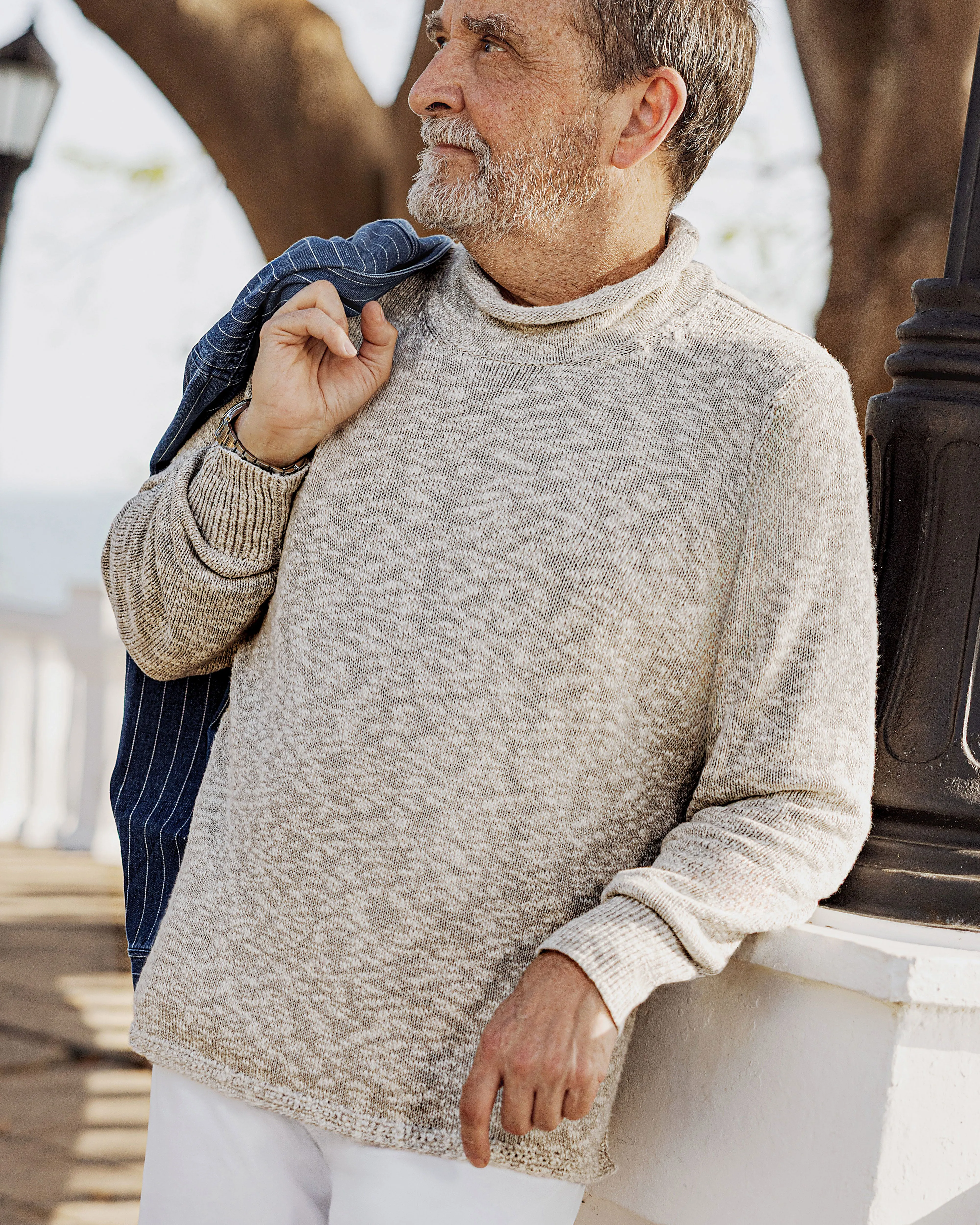 Homespun Fisherman's Sweater in Grey Marl/Natural sold by Quaker Marine Supply product image thumbnail 2