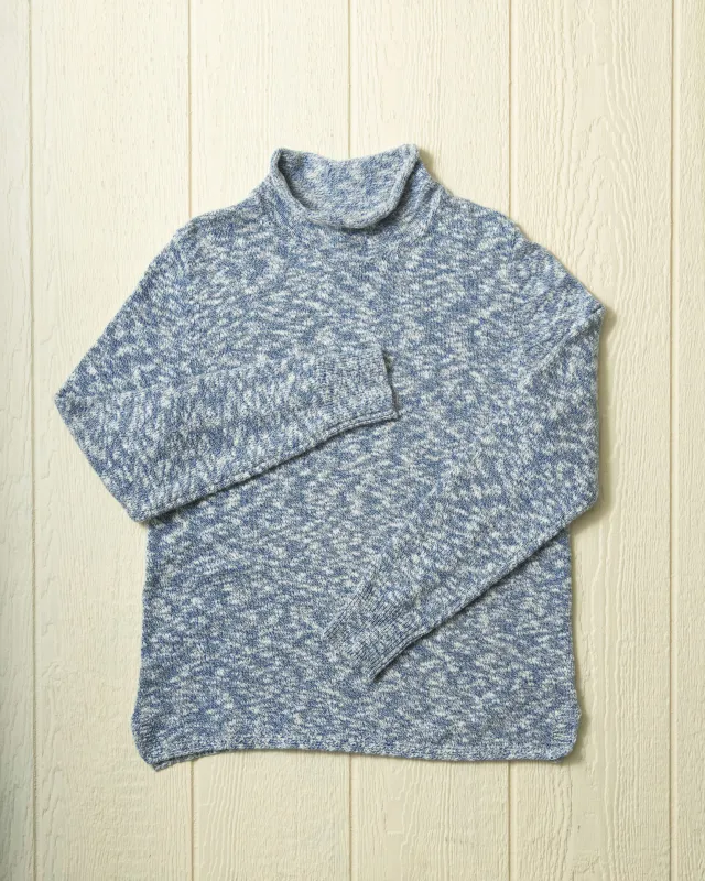 Homespun Fisherman's Sweater in Navy Marl/Natural sold by Quaker Marine Supply