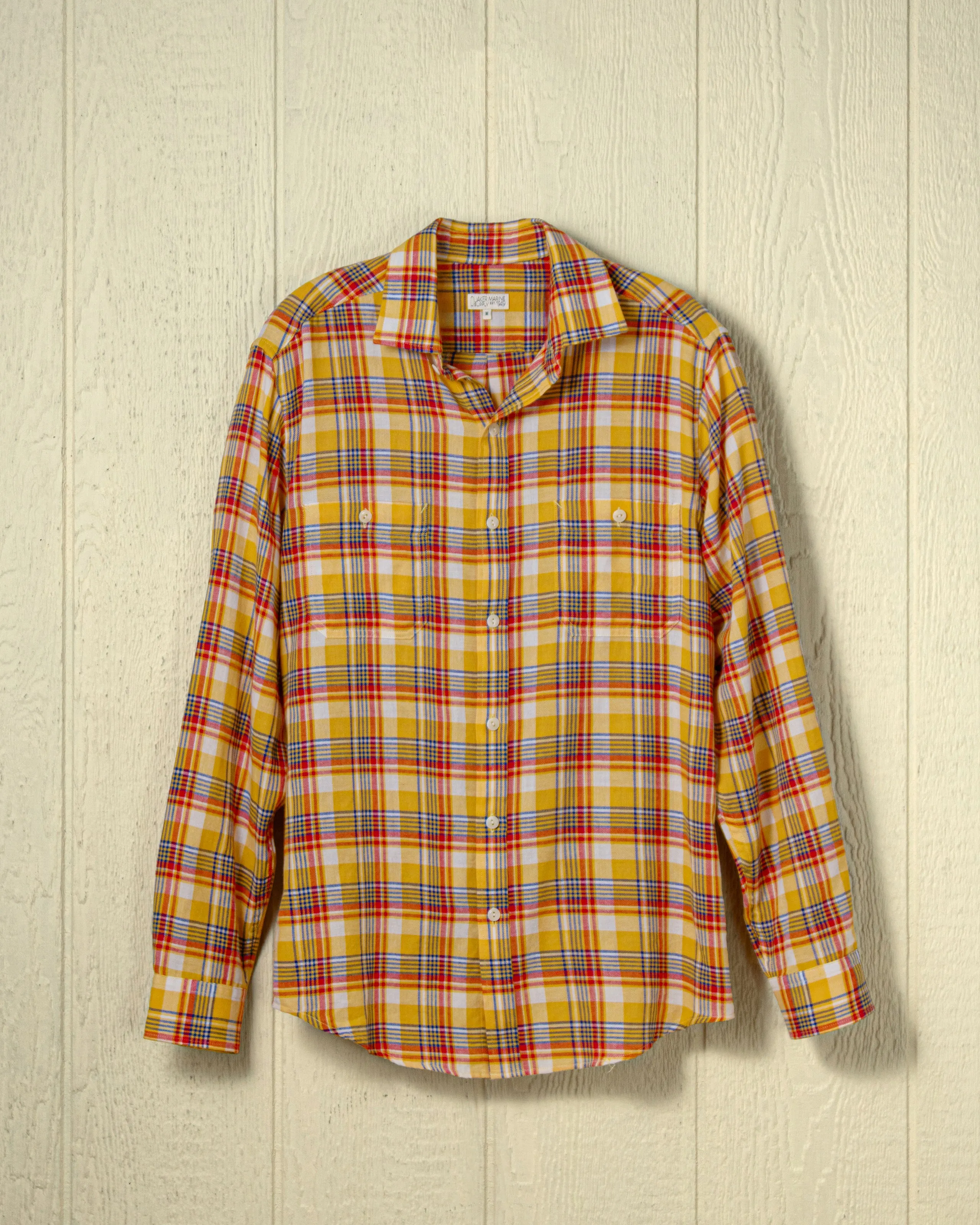 Coastal Cotton Twill Shirt in Sun/Denim Plaid sold by Quaker Marine Supply