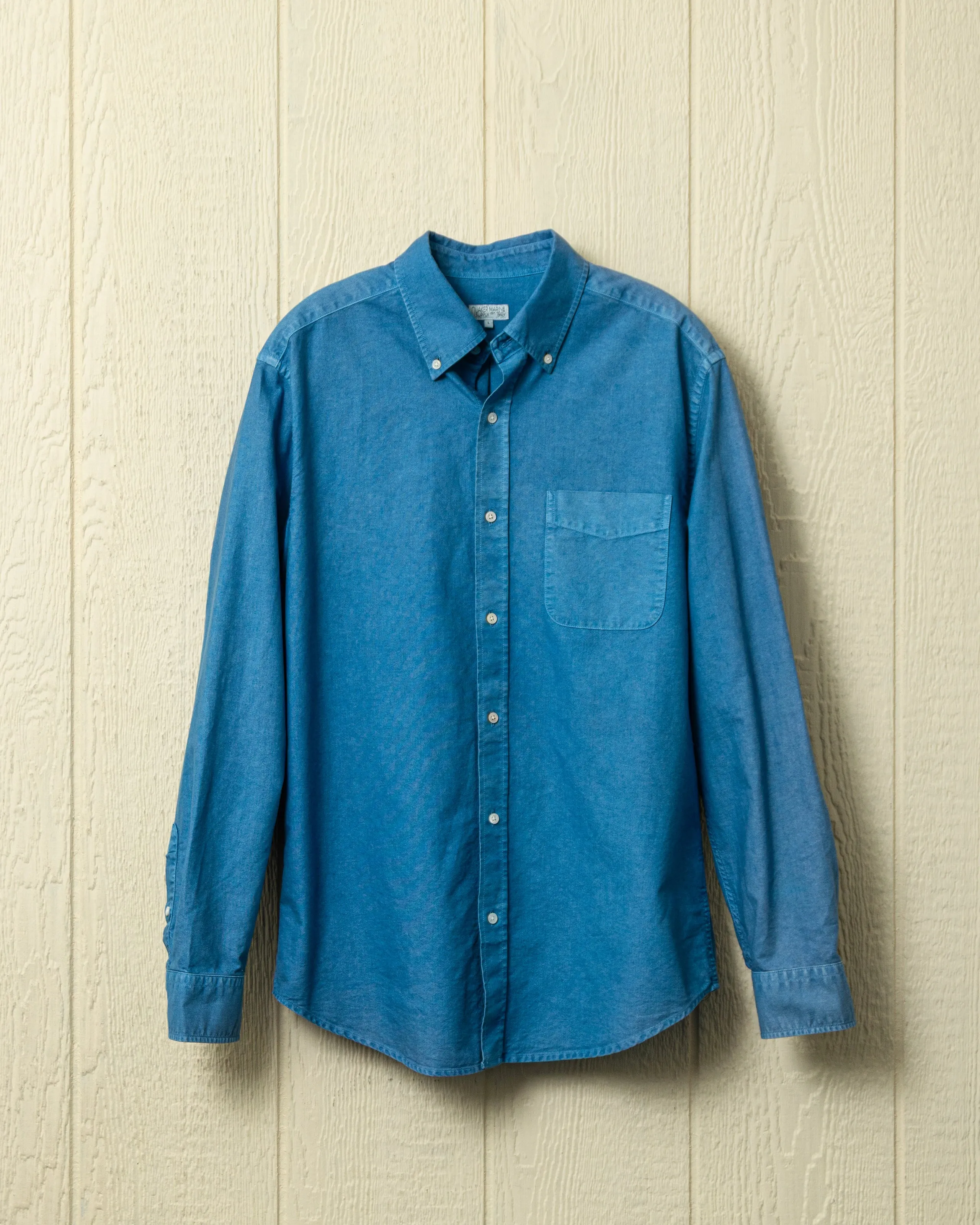 Garment Dyed Oxford Shirt in Mediterranean sold by Quaker Marine Supply