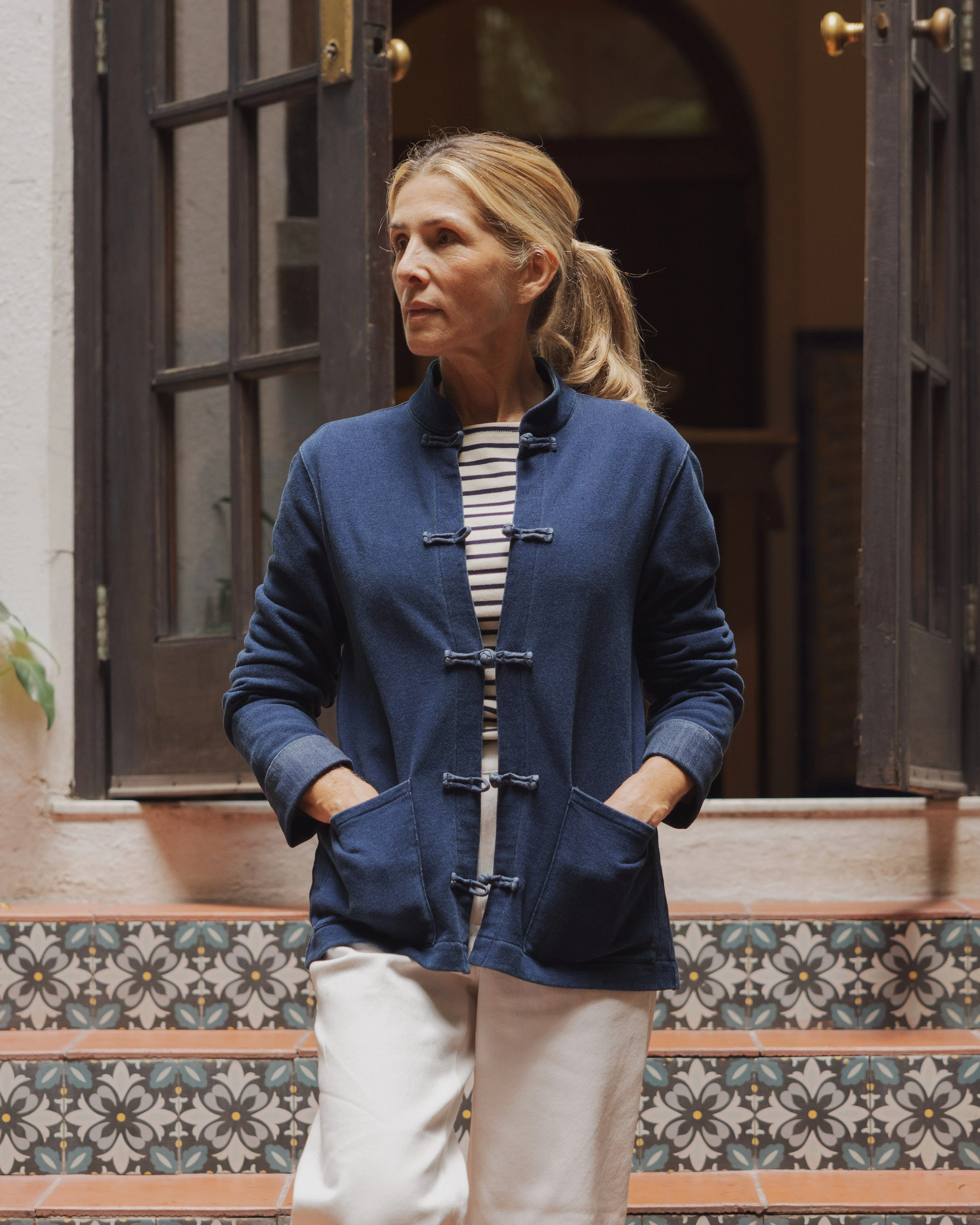 Martinique Jacket in Dark Wash Indigo Loopback Terry sold by Quaker Marine Supply product image thumbnail 2