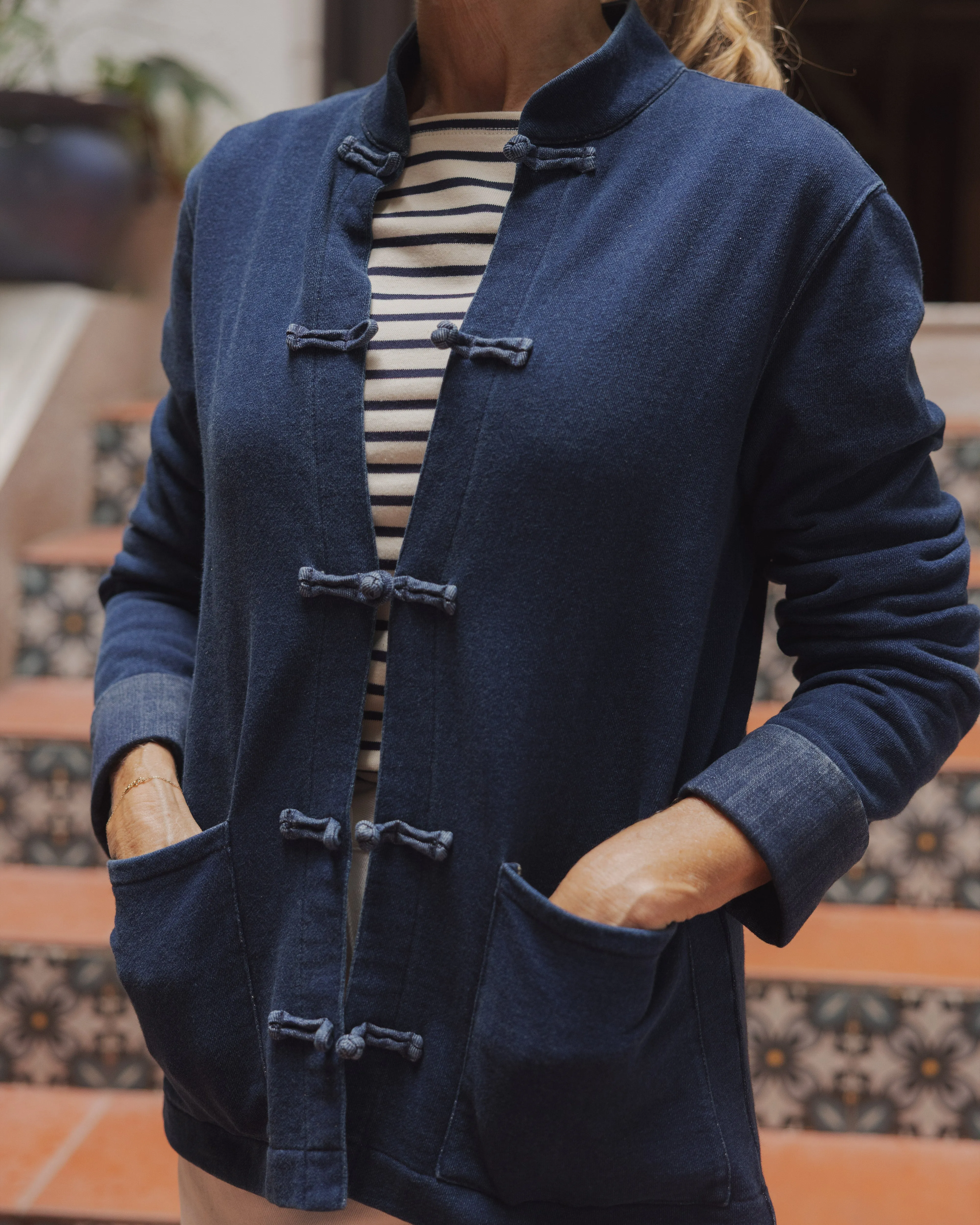 Martinique Jacket in Dark Wash Indigo Loopback Terry sold by Quaker Marine Supply product image thumbnail 3