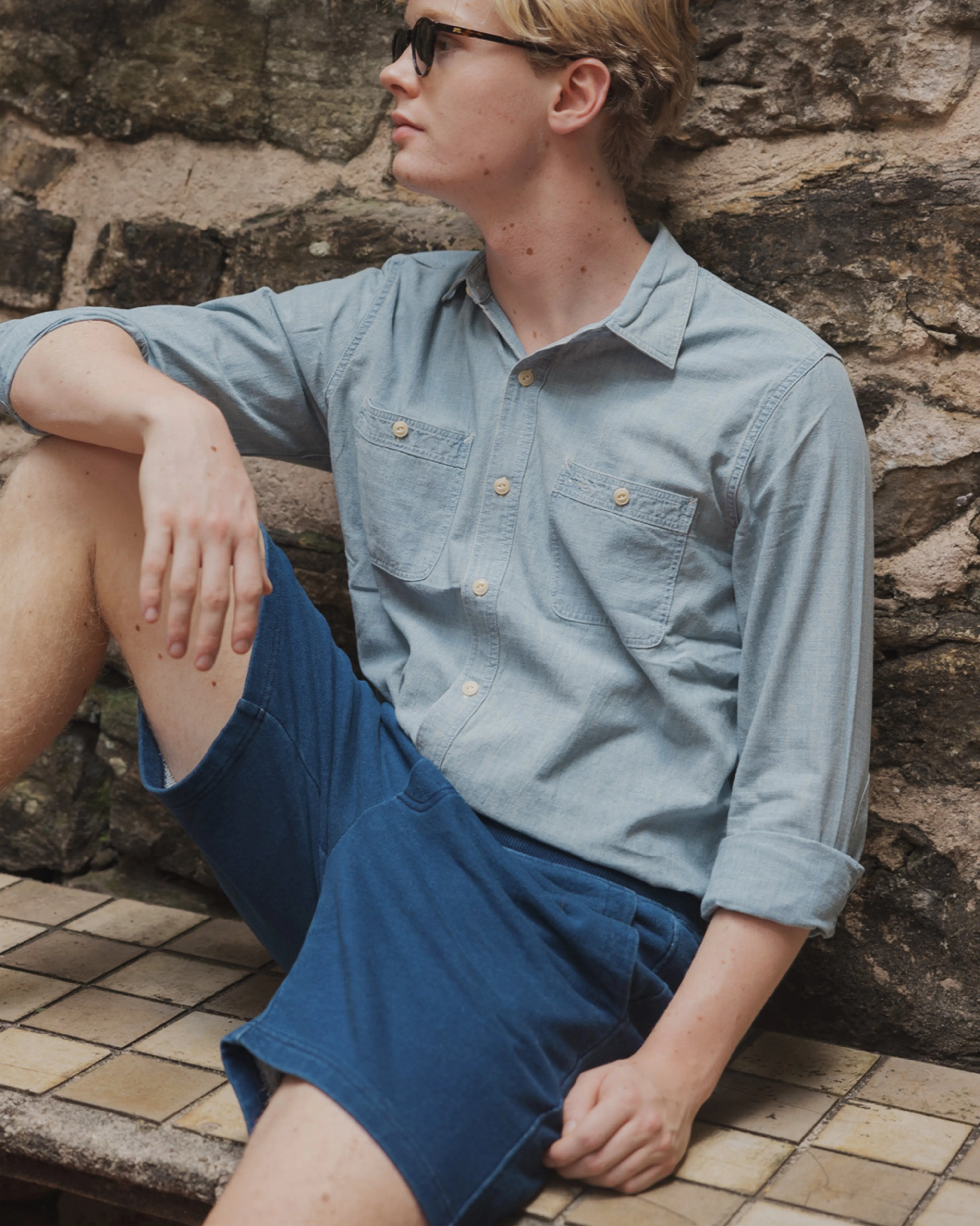 Monterey Short in Dark Wash Indigo Loopback Terry sold by Quaker Marine Supply product image thumbnail 2