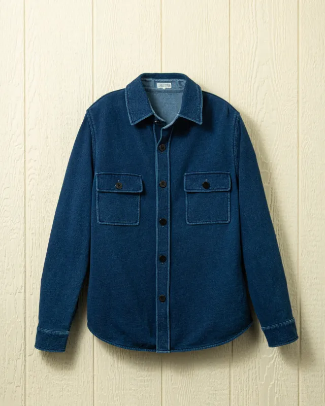 CPO Shirt Jacket in Dark Wash Indigo Loopback Terry sold by Quaker Marine Supply