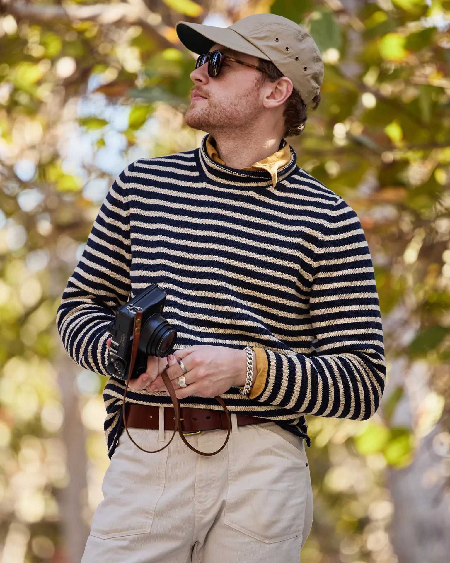 Cotton/Linen Fisherman's Sweater in Navy/Sand Even Stripe sold by Quaker Marine Supply product image thumbnail 3